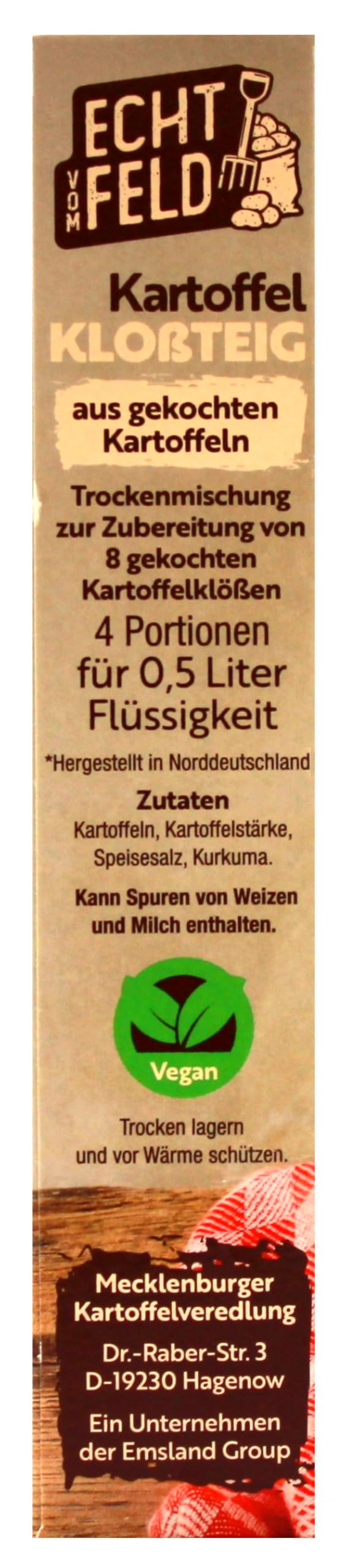 Echt vom Feld Kartoffel-Kloßteig aus gekochten Kartoffeln, 12er Pack (12 x 250g)