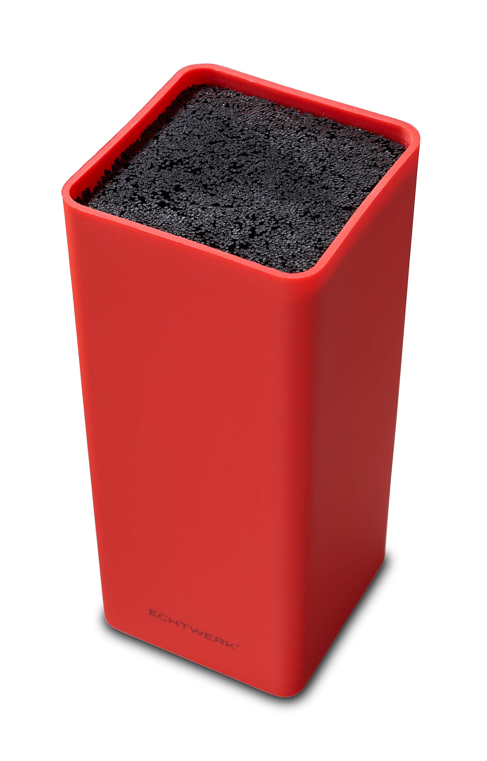 ECHTWERK Ceppo universale quadrato per coltelli, portacoltelli, organizzatore per coltelli da cucina, pratico supporto, contenitore salvaspazio per coltelli con inserto in setola, rosso, 30 cm