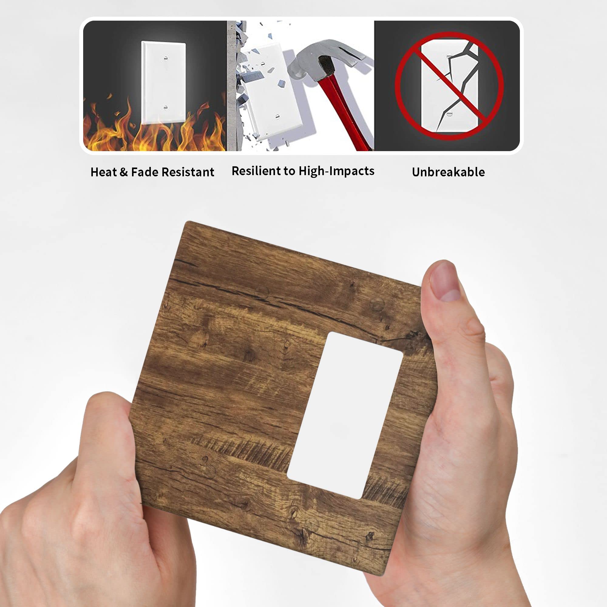 Plaque Murale à Double Bascule En Bois Marron Pour Interrupteur électrique Décoratif Pour Chambre à Coucher, Salon, Salle De Bain, Décoration D'intérieur