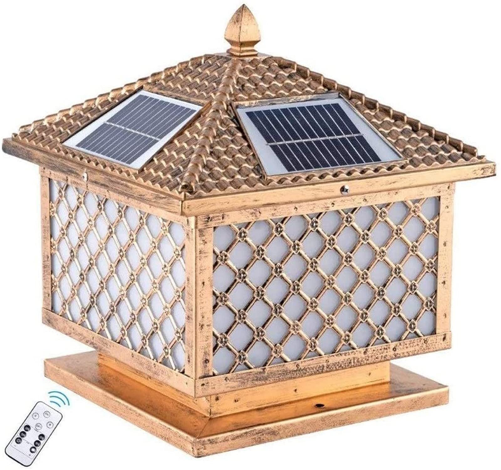 Lampe de pilier carré rétro au design européen antique pour aménagement extérieur chic