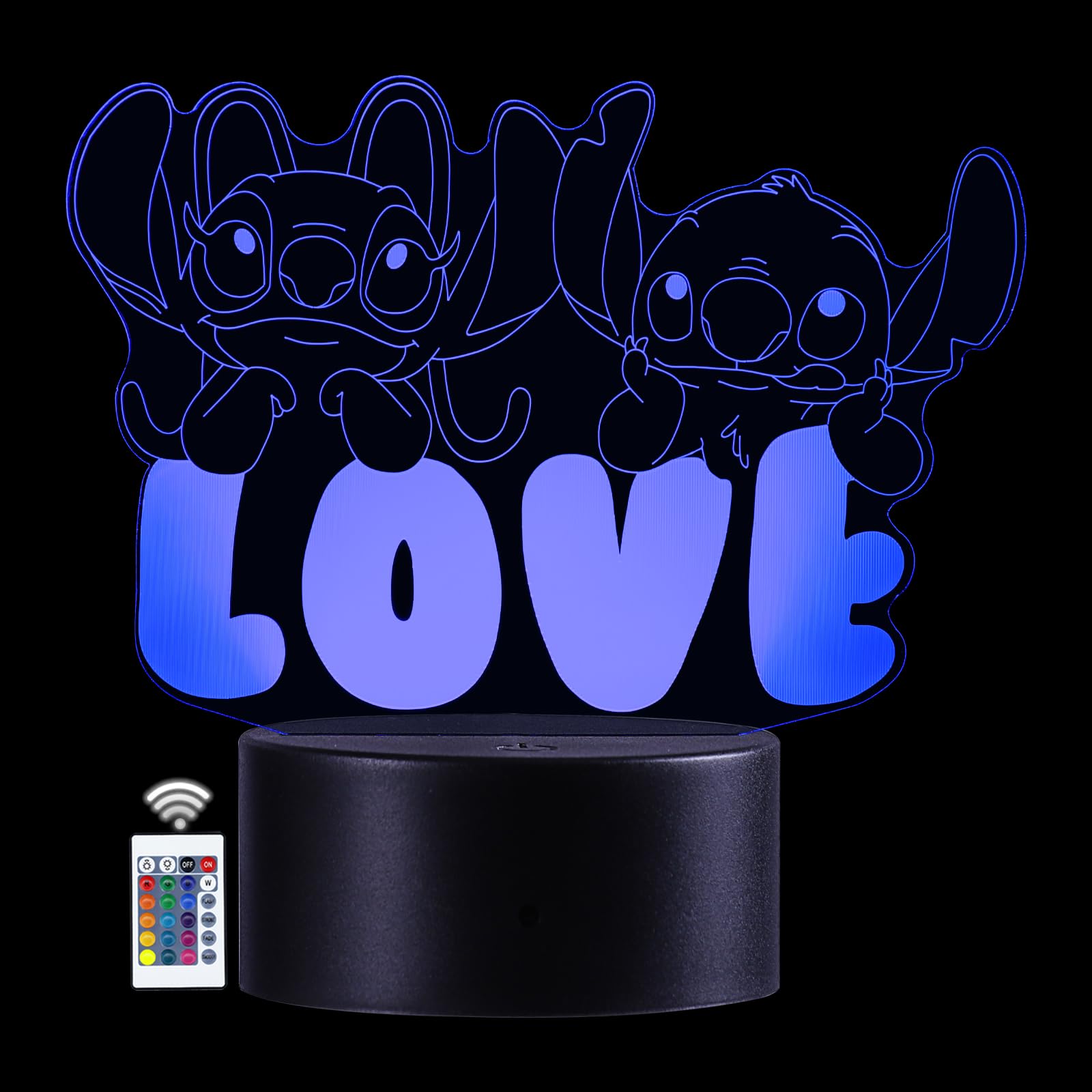 AMZFRRSM Stitch Lampada 3d Illusione Lilo Stitch Luce Notturna Touch Bambini Home Decor Lampada Da Tavolo Led Anime Gadget Natale, Compleanno Dei Fan, Regalo