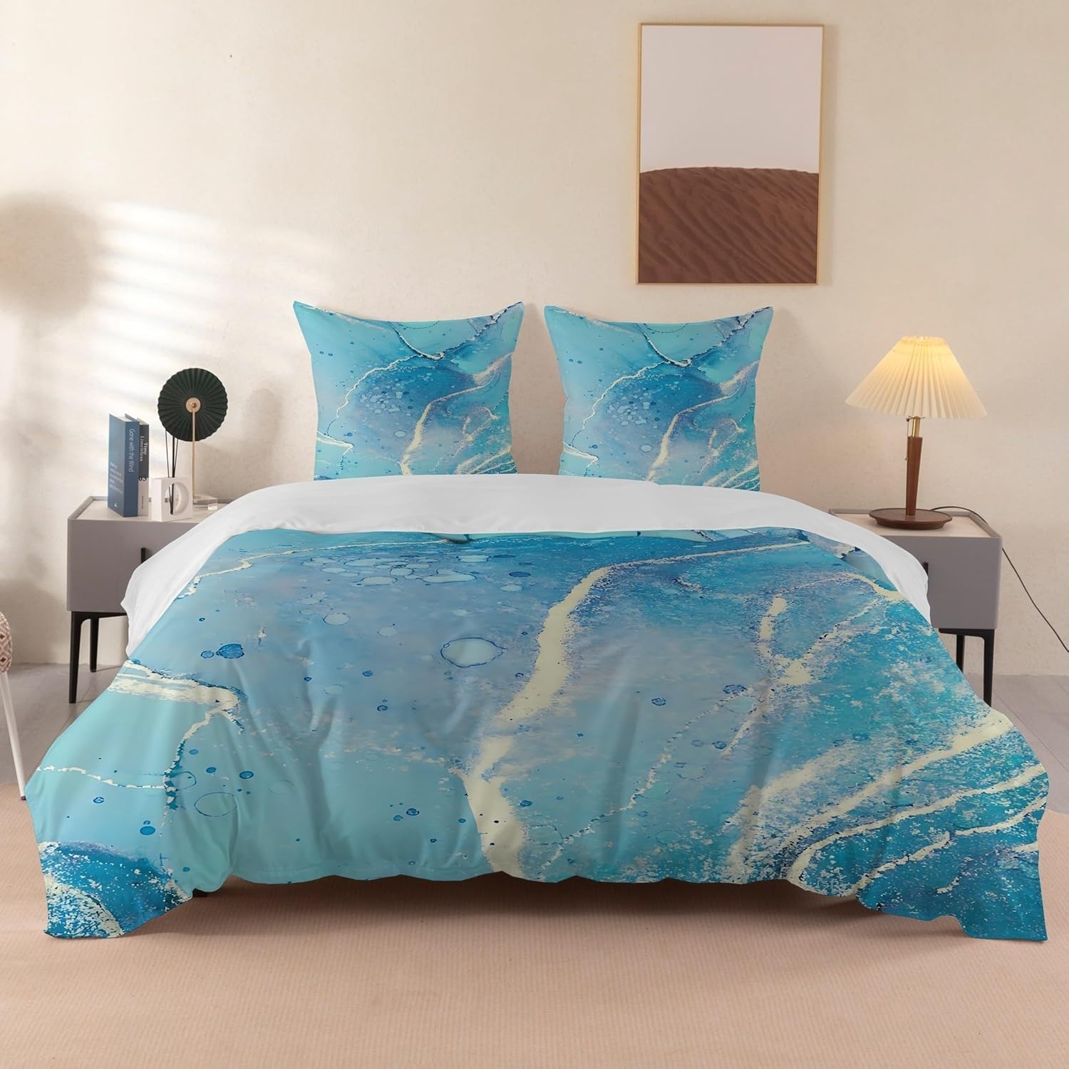 Housse de couette 240x260 en microfibre premium douce et confortable motif ondulations