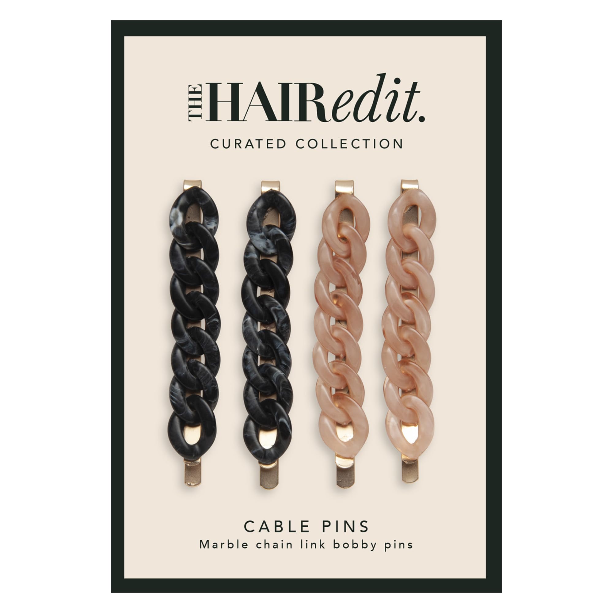 The Hair EditMarble Link Pins - Black and Champagne Chain Link Bobby Pin Set