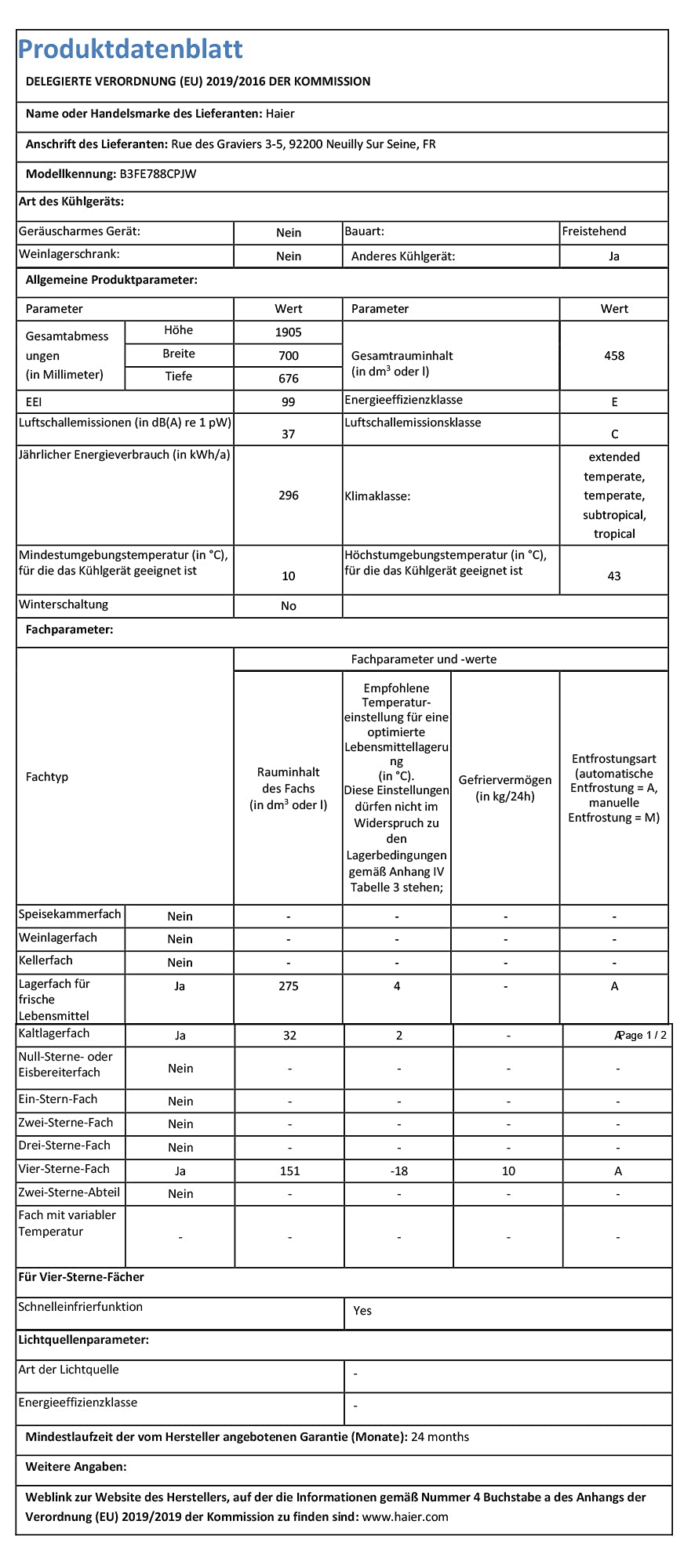 Haier French Door B3FE788CPJW KühlGefrierKombination Edelstahl/EasyAccessSchubladen / 70 cm