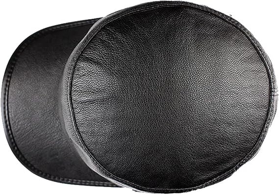 Men's Leather Trucker Dad Hat Flat Top Adjustable ?Classic Baseball Cap (Black-XXL