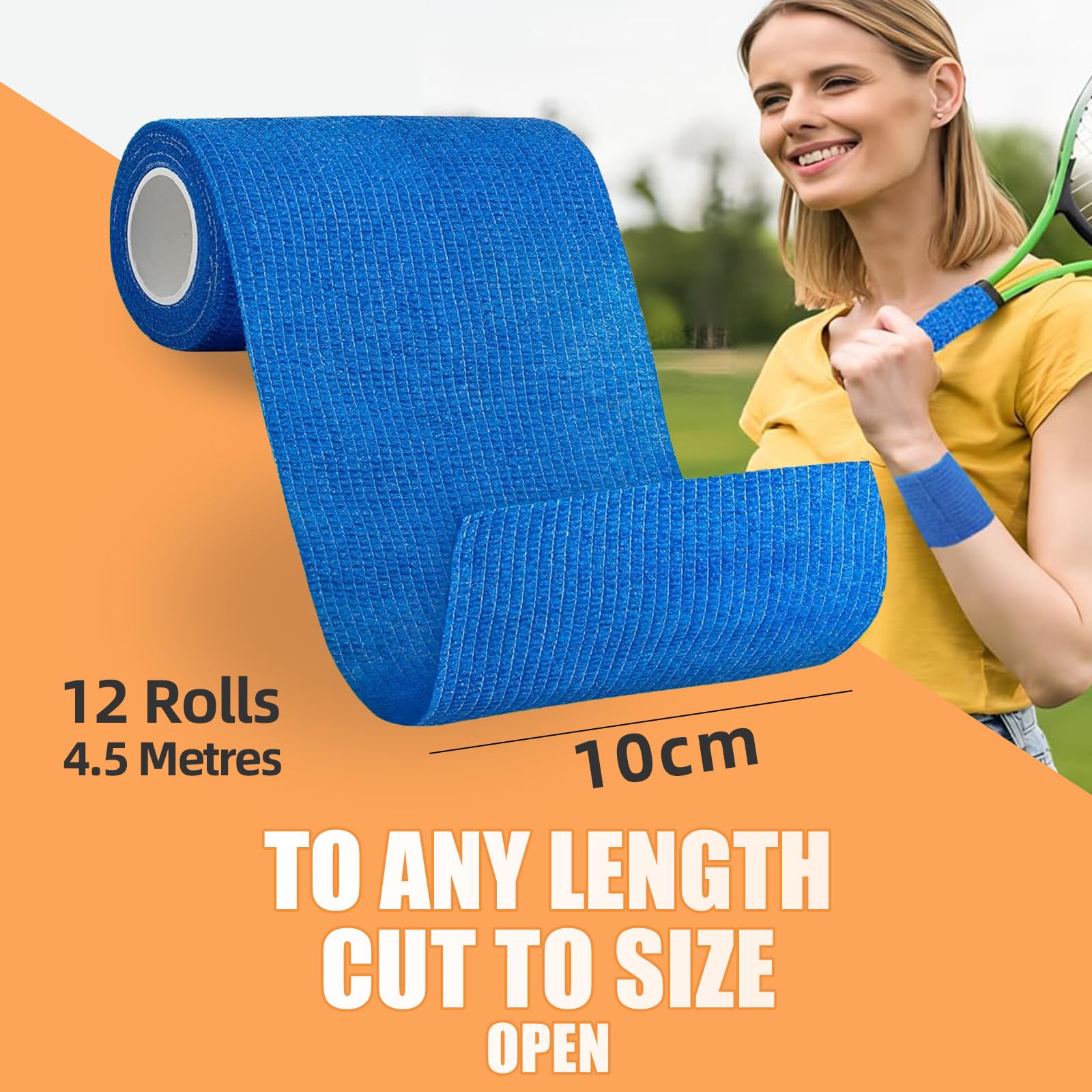12 Rolek Taśmy Samoprzylepnej, Taśma Kinezjologiczna 10 cm x 4,5 m, Elastyczny Bandaż Stabilizujący Stabilizująca Stawy i Mięśnie, do Tatuażu, Rehabilitacji i Opieki Weterynaryjnej