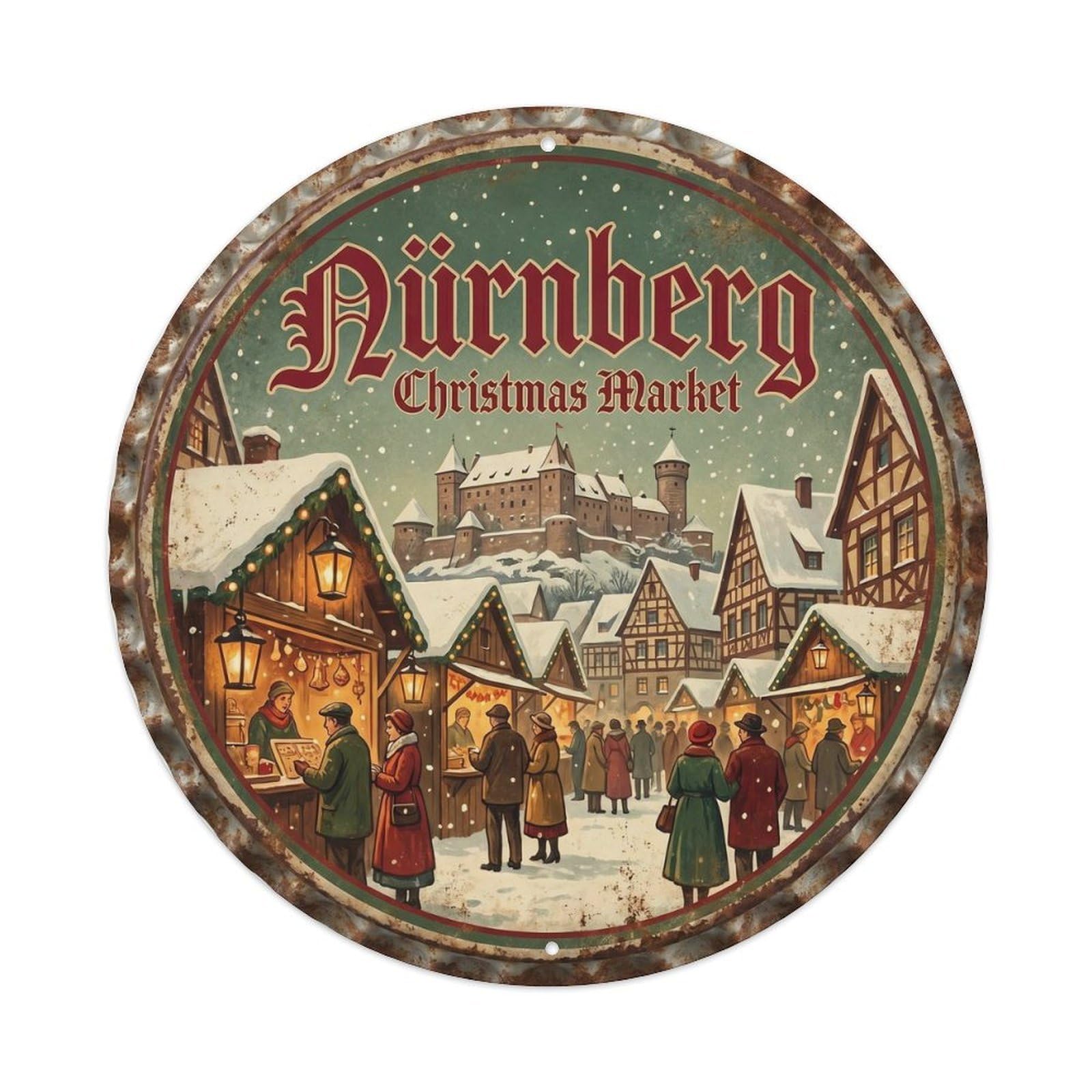 Vintage Travel Nuremberg Germany Christmas Metal Tin Sign