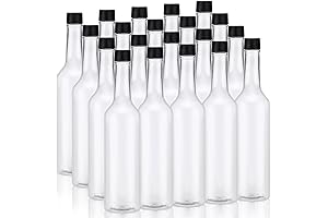 Tioncy 20 Pcs Clear Plastic Long Neck Bottles with Screw-On Lids