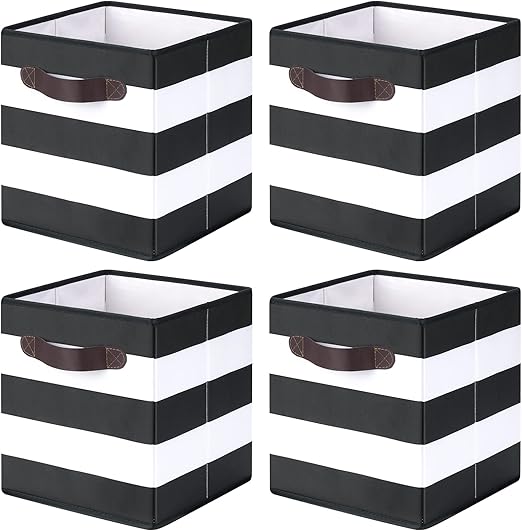 Livememory Decorative Cube Storage Bins Fabric Striped