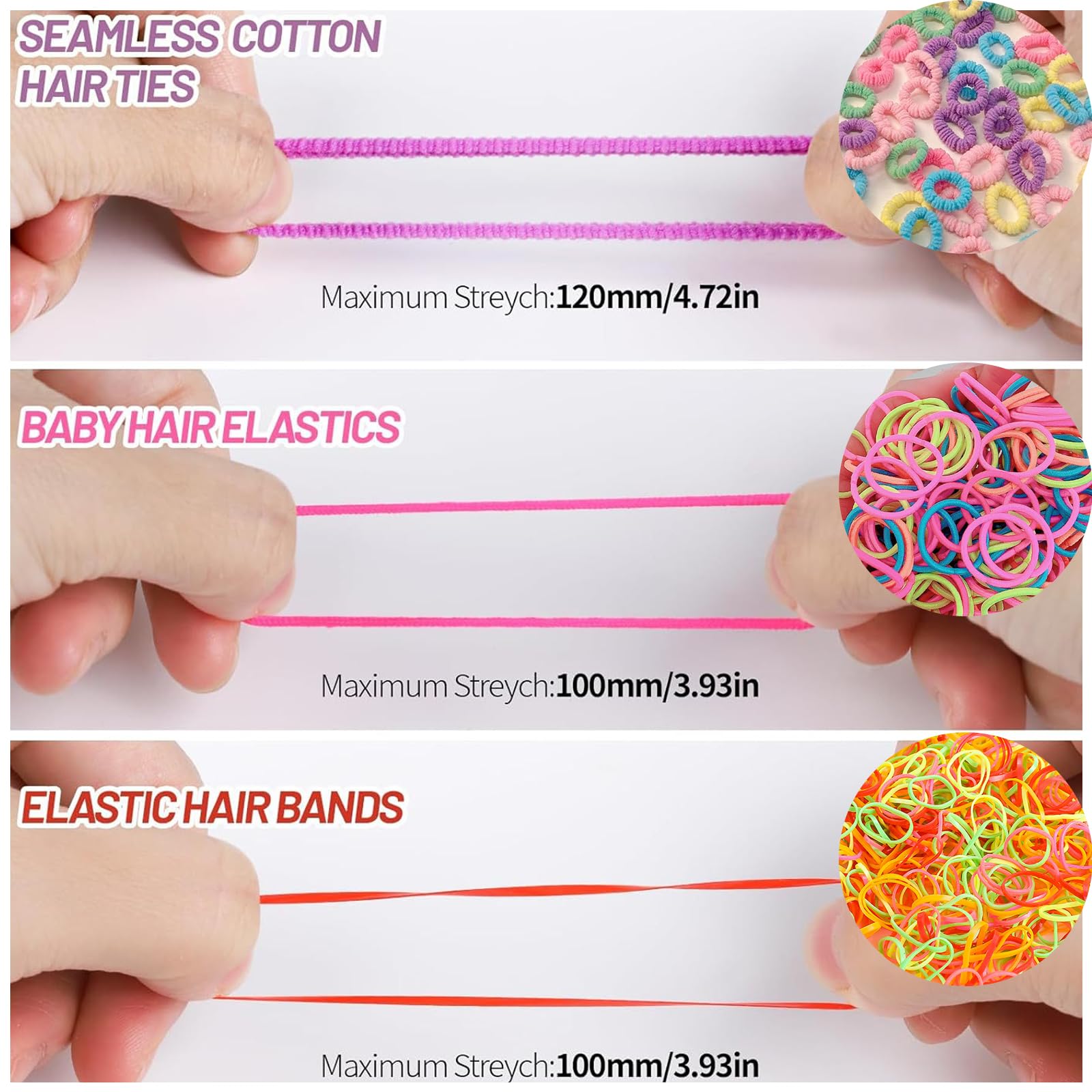MLPKOI 1030 Pcs Elastic Hair Bands Hair Ties for Little Girls Pin Tail Comb, Elastic Ponytail Holders Rubber Band - Image 4