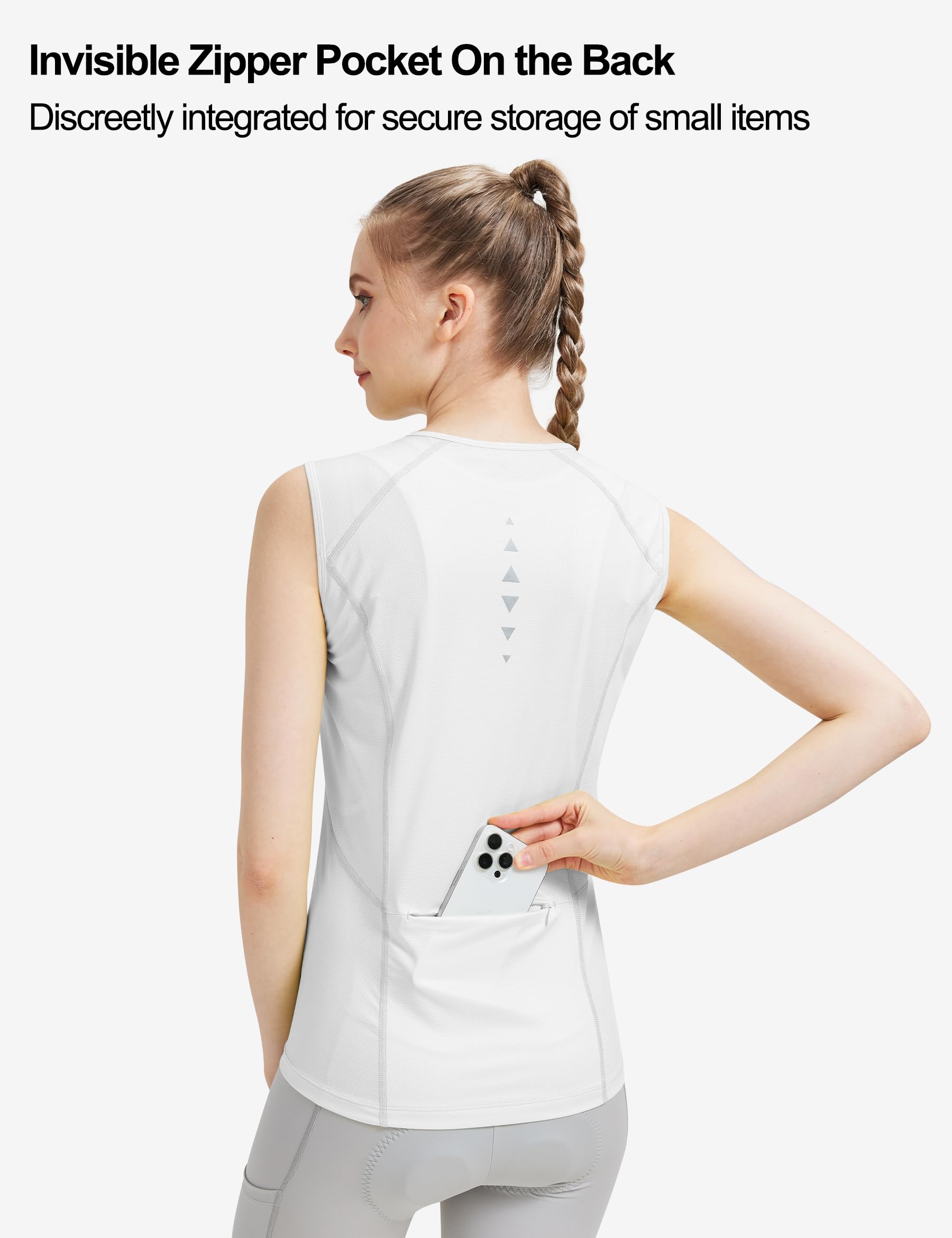 KUTOOK Maillot de Ciclismo Sin Mangas para Mujer Secado Rápido Transpirable Sin Mangas Camiseta Funcional con Marcas Reflectantes Maillot Ciclismo Verano V612