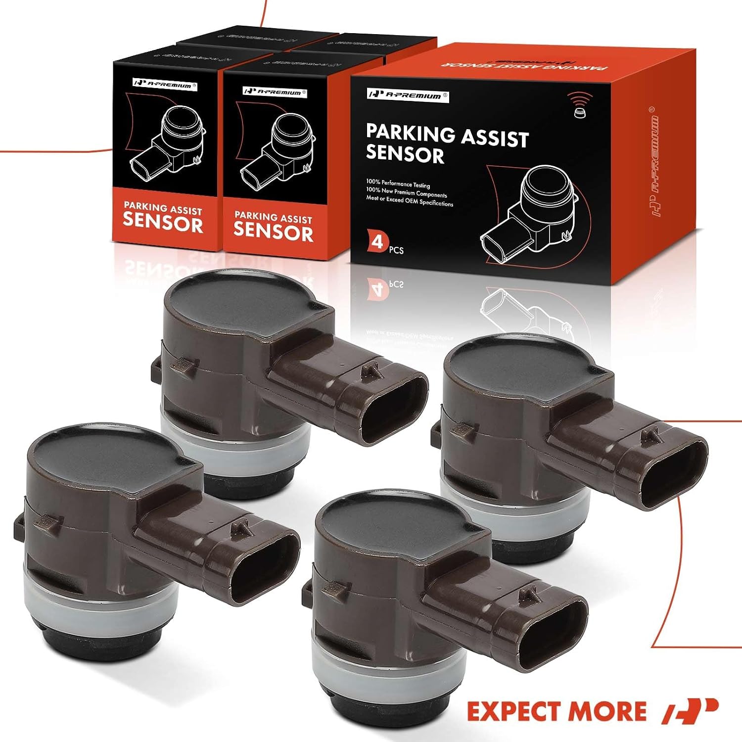 A-Premium 4-PC Front & Rear Reverse Backup Parking Assist Sensor Compatible with BMW & Mini Models - X5, 530e, 530i, 540i, 530e/530i/540i/540d xDrive, Cooper, X3, X1, X6, i3, i3s, X4, X2, i8