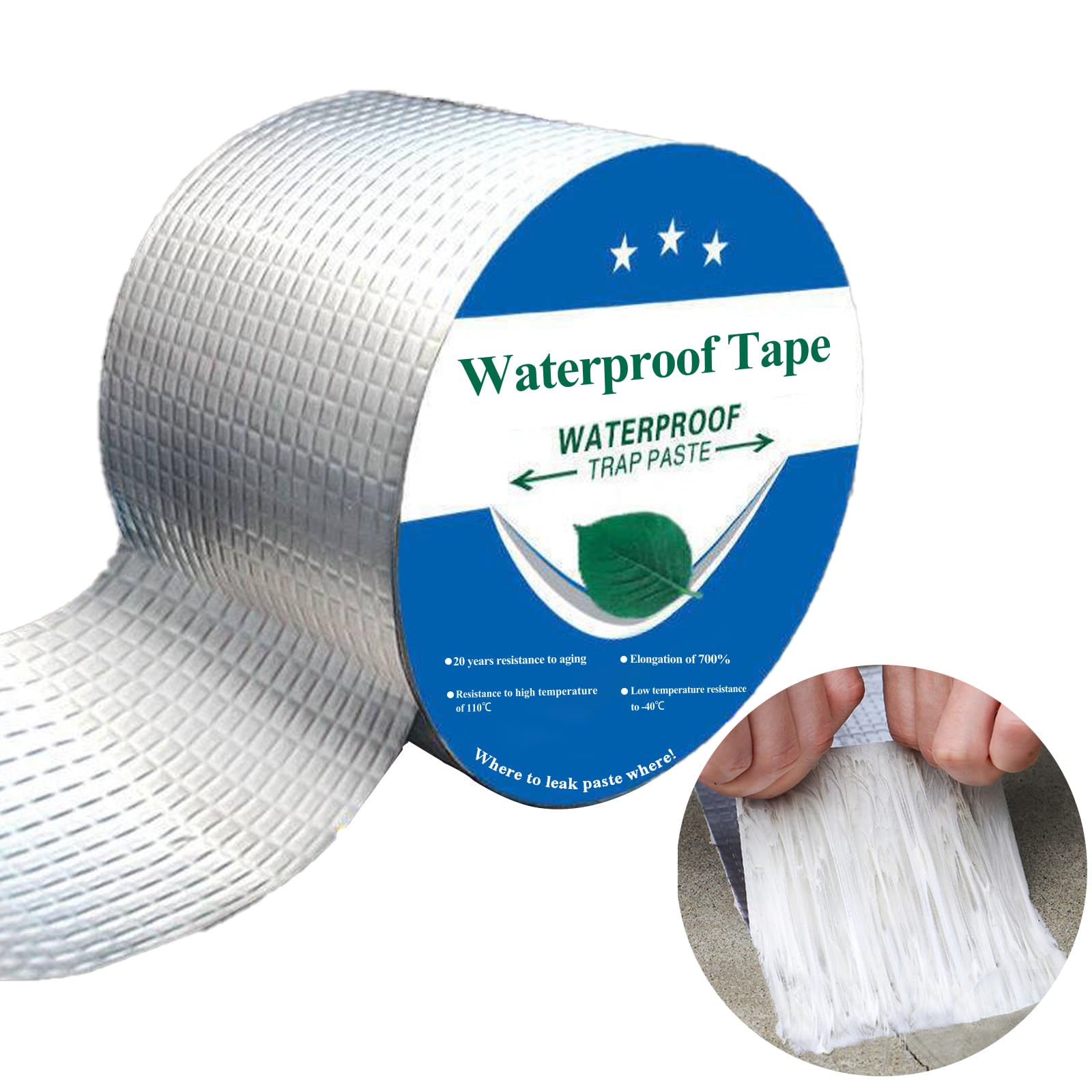 Cinta de sellado de butilo, cinta de aluminio gruesa a prueba de fugas, 5cm x 5m, tira de conducto de butilo impermeable para reparación de vehículos recreativos