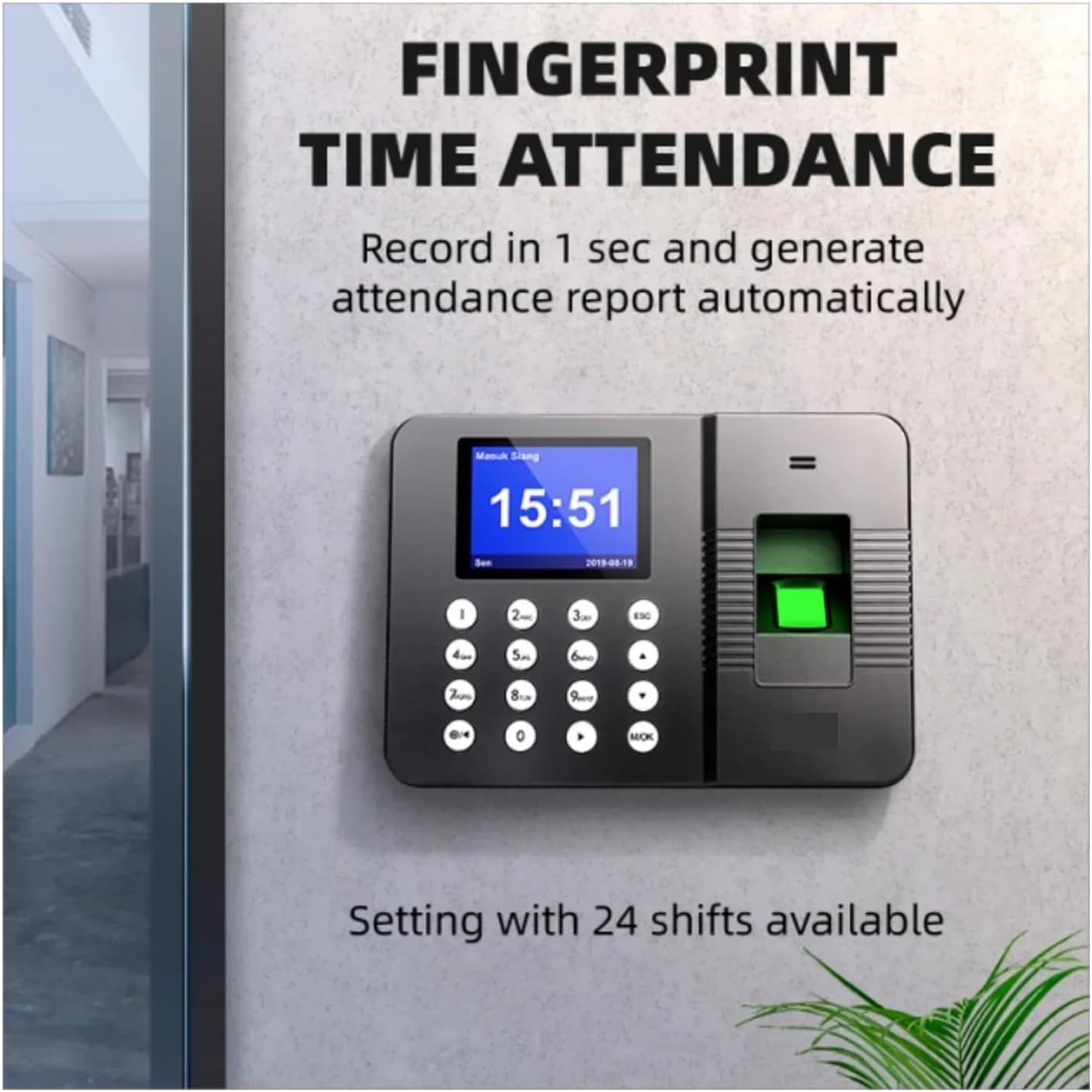 タイムレコーダー 時計、指紋勤怠管理、生体認証、従業員管理装置、電子機器 E3960 小規模・中規模ビジネス向け