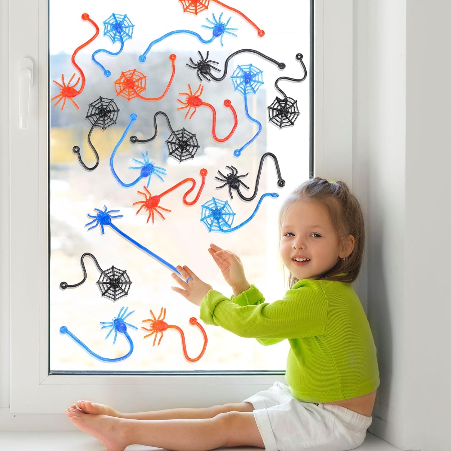 100 Pcs Sticky Spider Web Hand Toys for Kids 7.8 Inch Cobweb Bulk Birthday Spider Party Favors Classroom Prizes Halloween Goodie Bag Stuffers Pinata Christmas Thanksgiving Decorations