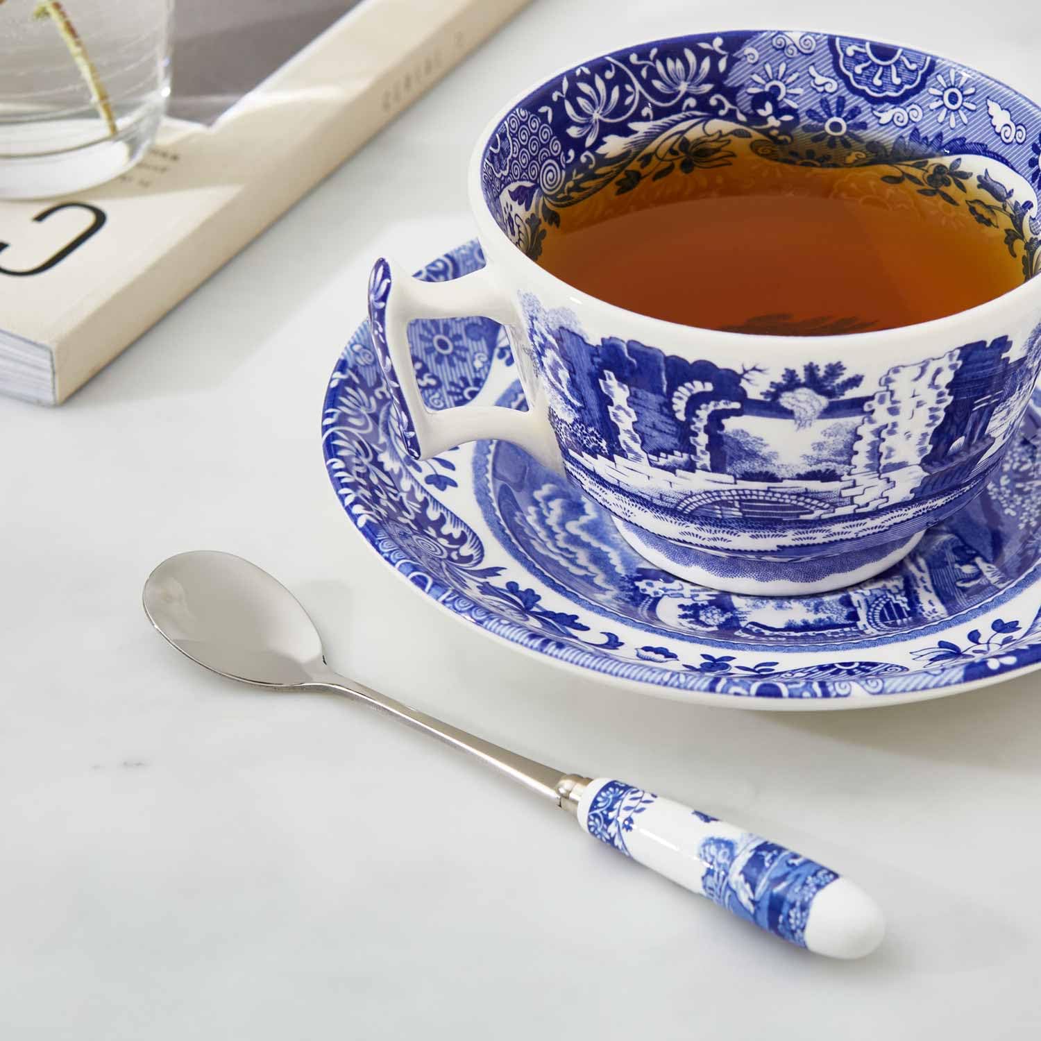 Portmeirion Home & Gifts łyżeczki do herbaty S/6, stal nierdzewna, niebiesko-białe, 15 cm
