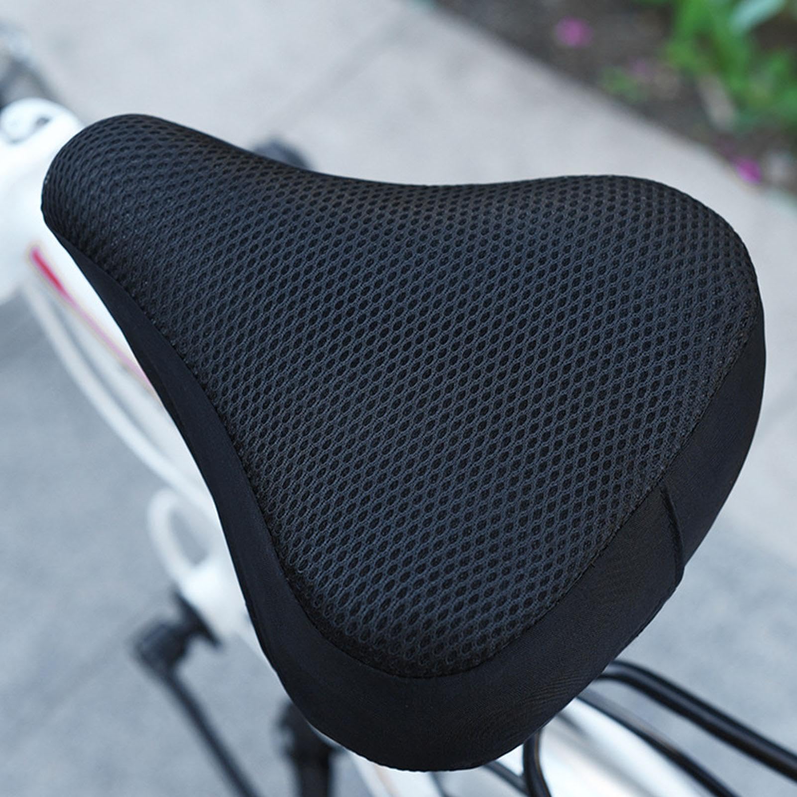 Fahrradsitzkissen – 9.06 Zoll Ergonomisches Fahrradsitz Kissen | Netzgewebe Fahrradsitz Bezug – Atmungsaktives Rutschfestes Gepolstertes Sitzkissen mit Wärmeisolierung für Komfortable Lange Radtouren