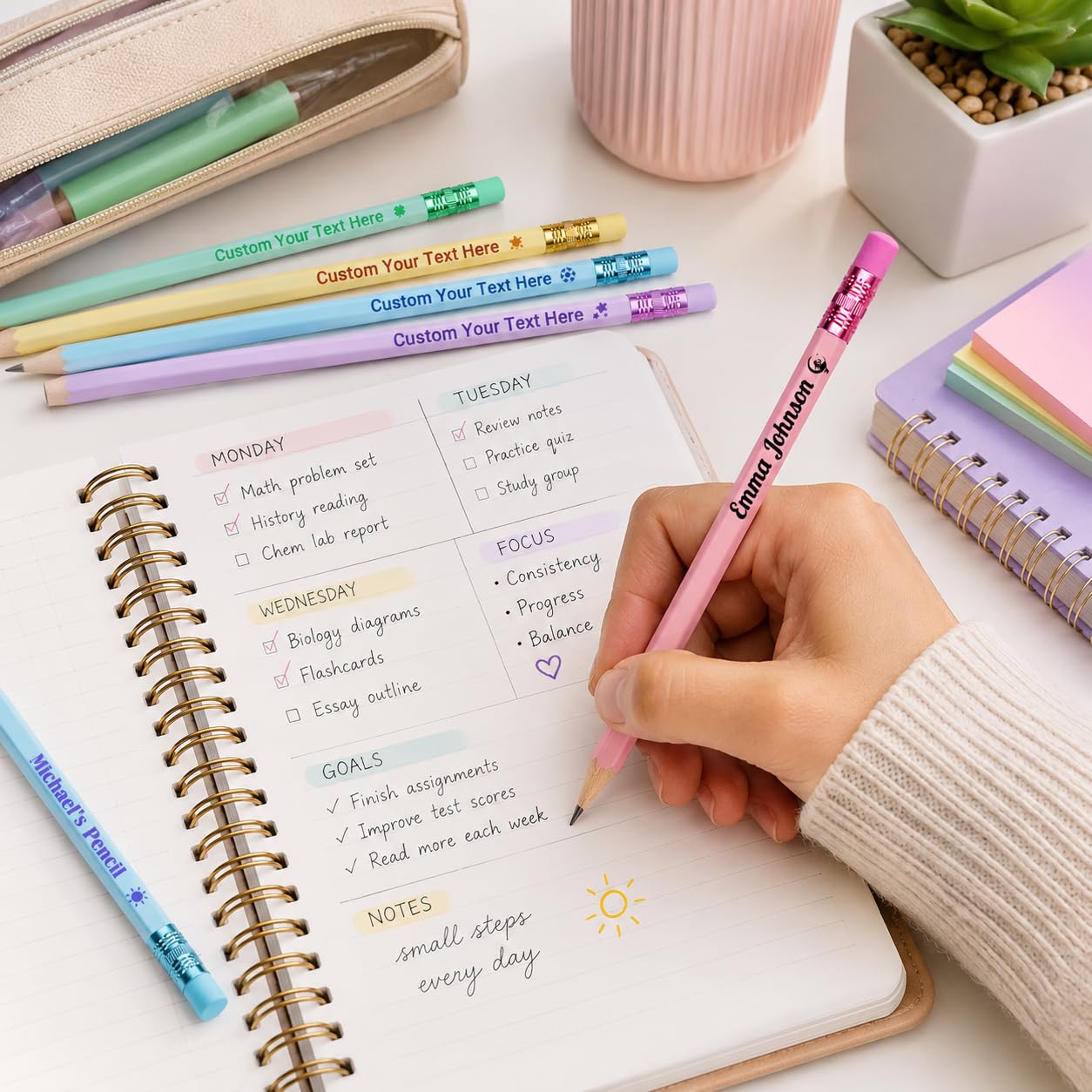 Lot de 2 crayons personnalisés avec nom et logo