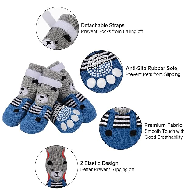 Foto 3 de 7 de PETLOFT 4 Piezas Calcetines Antideslizantes para Perros