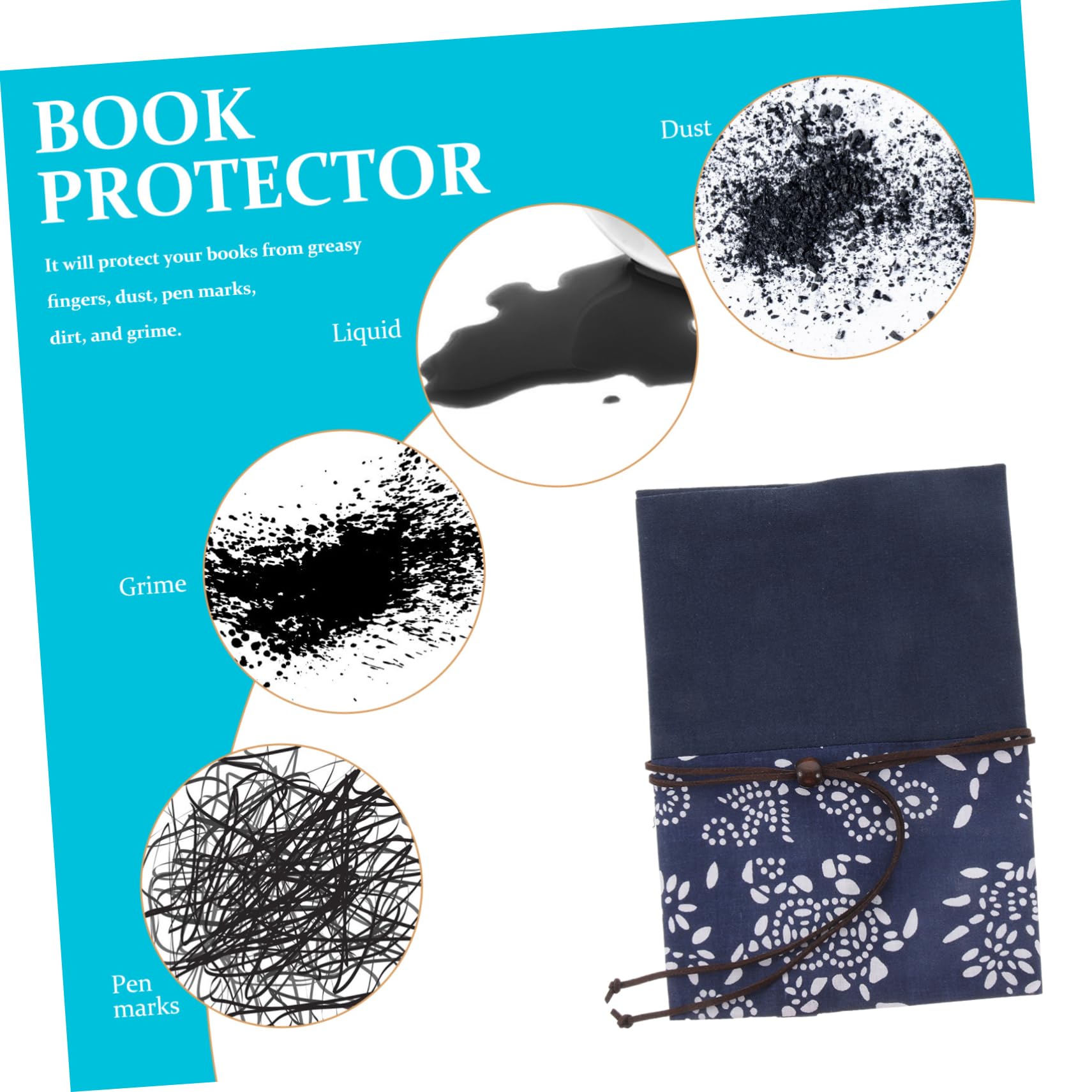 SHINEOFI Lot De 3 Couvertures De Livre En Tissu Teint Bleu Encre Protection De Livre Protection De Livre Film De Couverture USB Reliure De Livre Bandeaux Support Ruban Adhésif