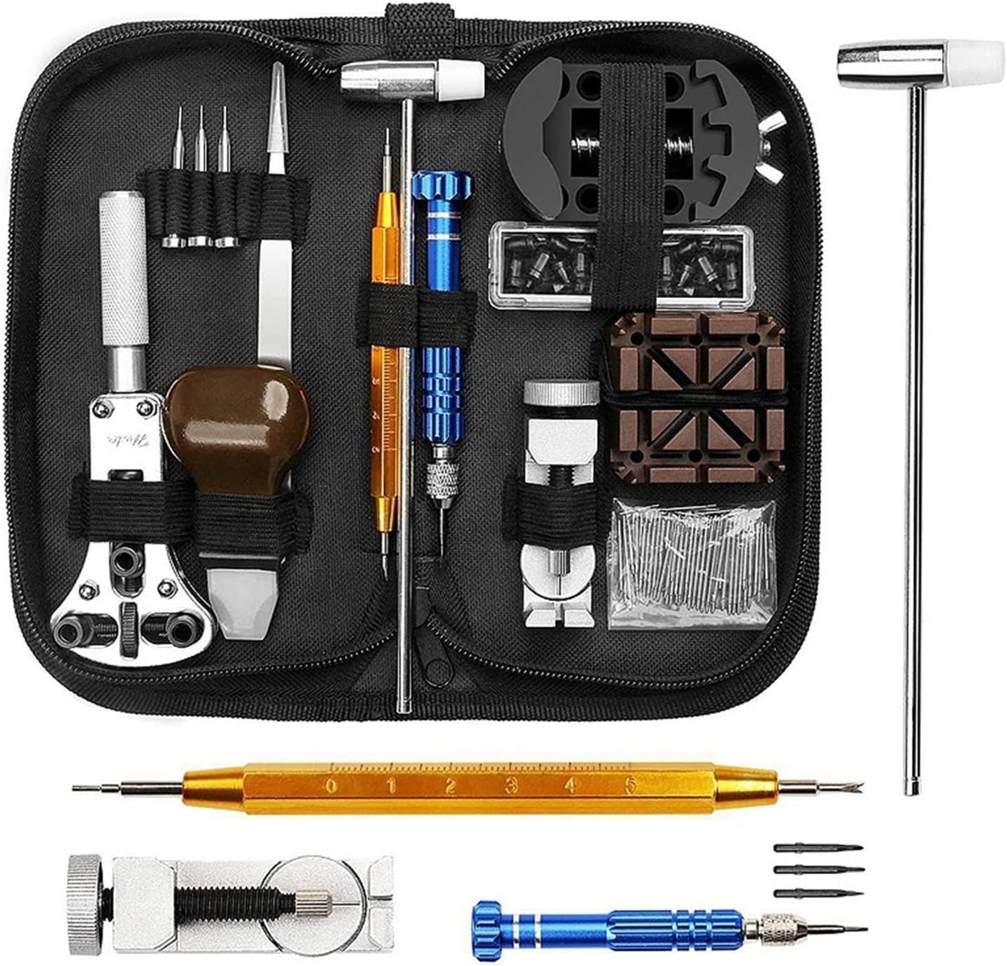 Kit di strumenti professionali for la riparazione di orologi, strumenti for orologi, inclusa la pressa for orologi, barre a molla, batteria for la sostituzione, kit di strumenti for la ripar