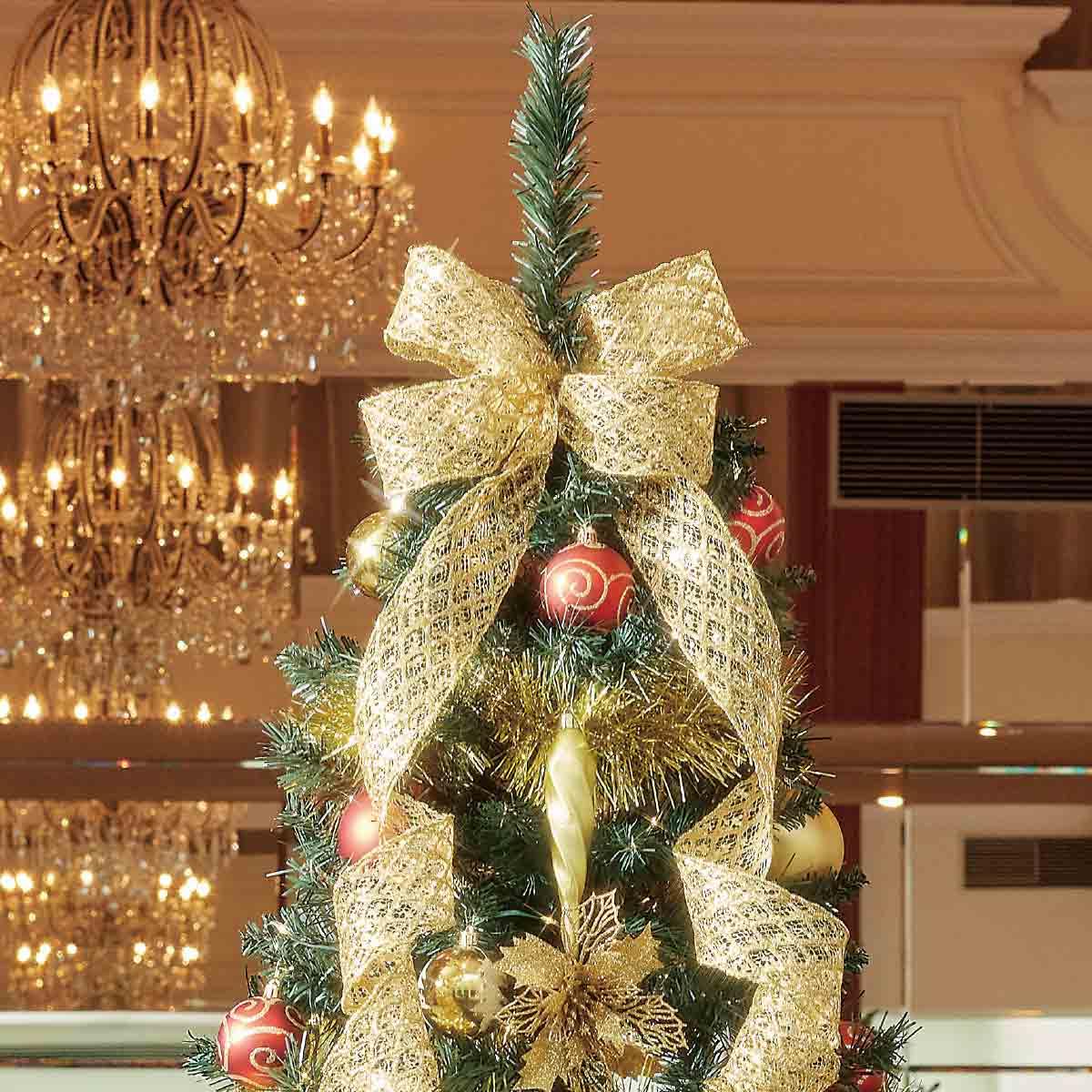 Amazon.co.jp: ベース付きクリスマスツリーセット ゴールド H150×W76cm