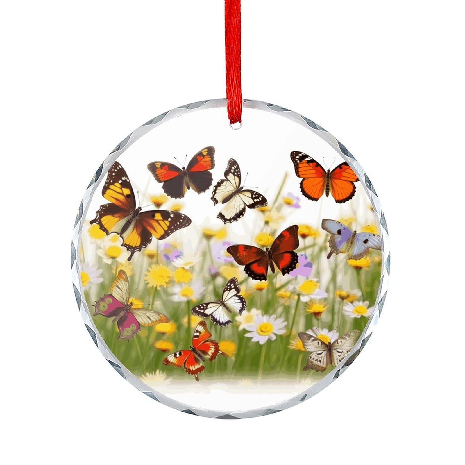 Btcowzrv Style Group Of Butterflies Round Ornament Hanging Pendant Decor