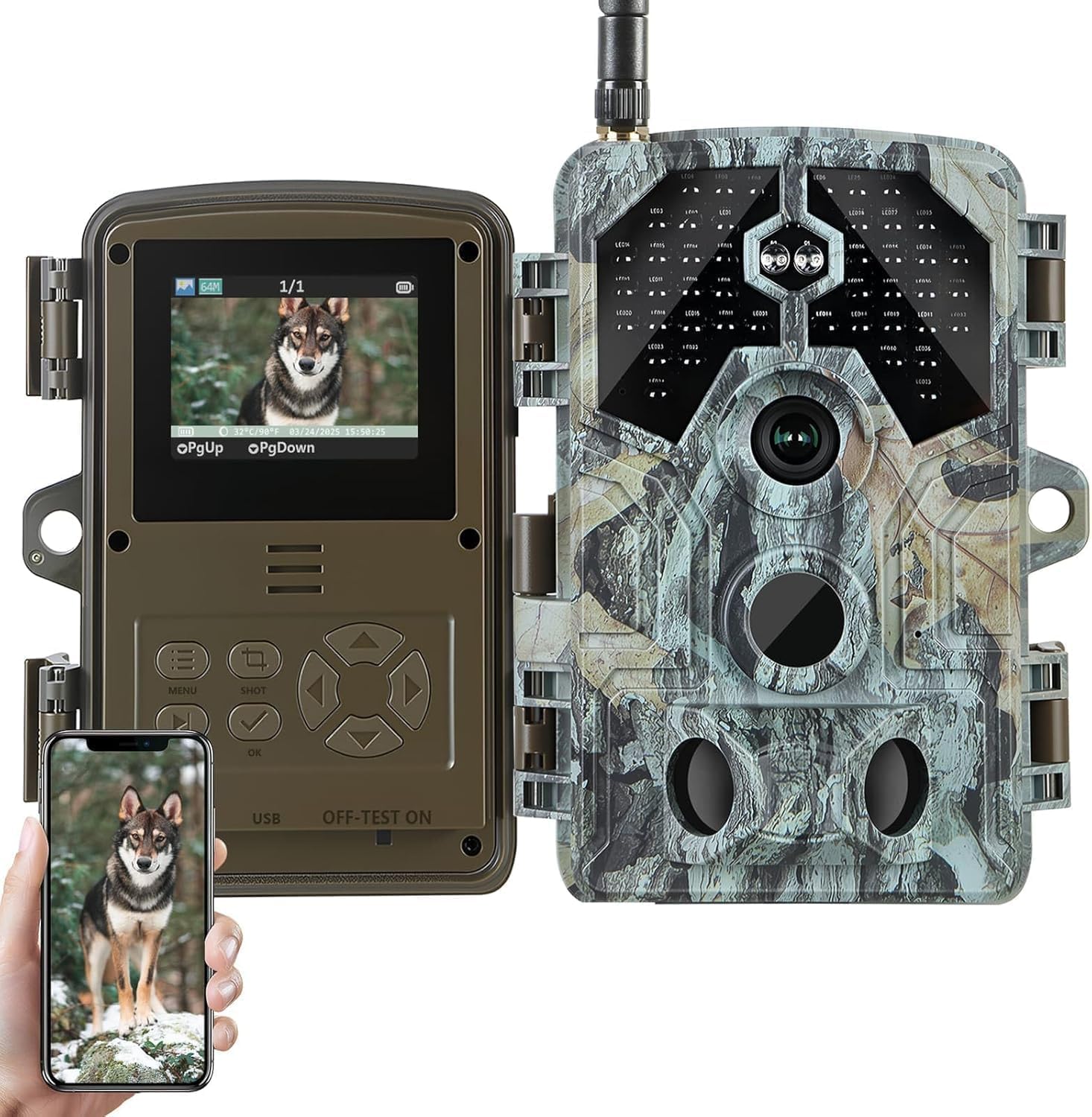 BLAZEVIDEO 2 Pack Trail Camera 4K 64MP WiFi Bluetooth with No Glow Night Vision, 90ft Infrared Game Cam Motion Activated 0.1S Trigger, IP66 Waterproof for Wildlife Deer Scouting, Outdoor Home Security