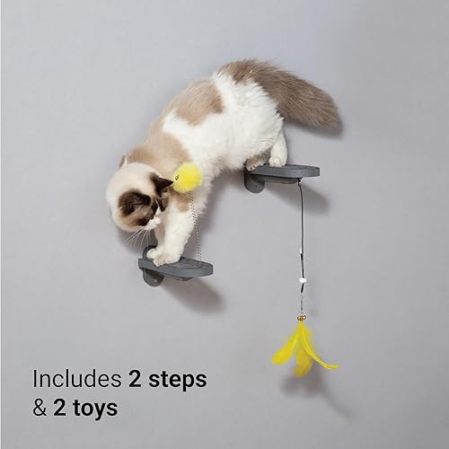 Miniatura 4 de SVD.PET Paquete de 2 escalones de pared para gatos, escaleras de escalada para gatos con almohadilla de fieltro reemplazable, estantes de escalada