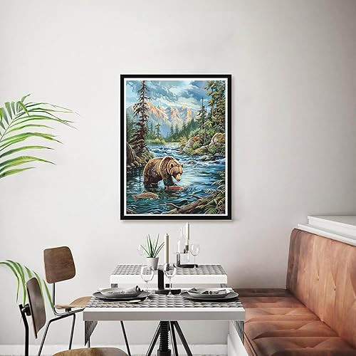 Miniatura 9 de Bimkole Kits de pintura de diamantes 5D Panda, taladro completo de animales de flores, juego de bordado de diamantes de imitación de pintura con