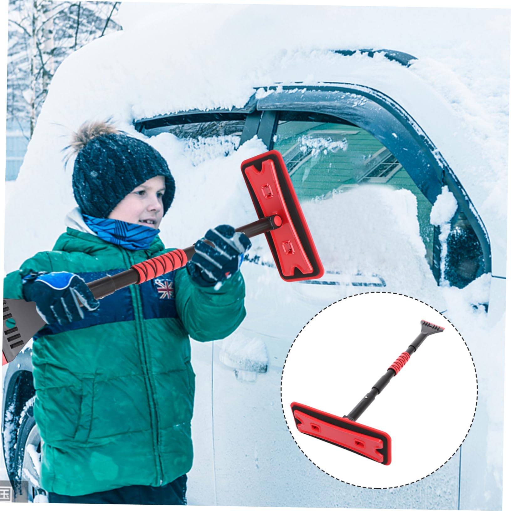 Kisangel Raschietto Ghiaccio Spazzola Estensibile per Neve Scopa per Neve per Auto Raschietto per Parabrezza Rimozione Ghiaccio