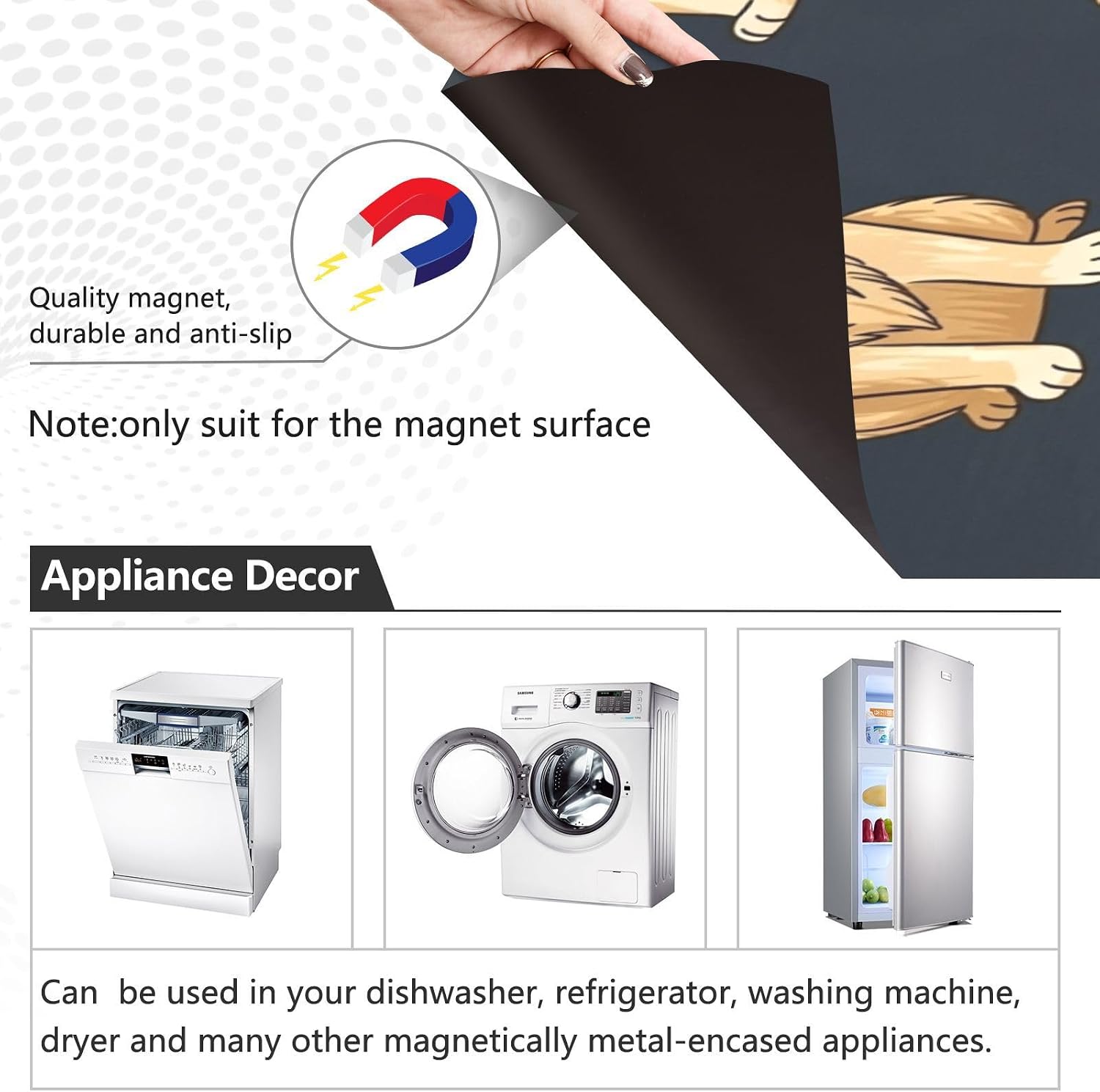 QUGRL Cute Golden Retriever Pattern Dishwasher Magnet Cover Front Door Decorative Refrigerator Covers Magnetic Sheet Sticker Wash Machine Fridge Panel Decal for Kitchen Appliance 23x26 in