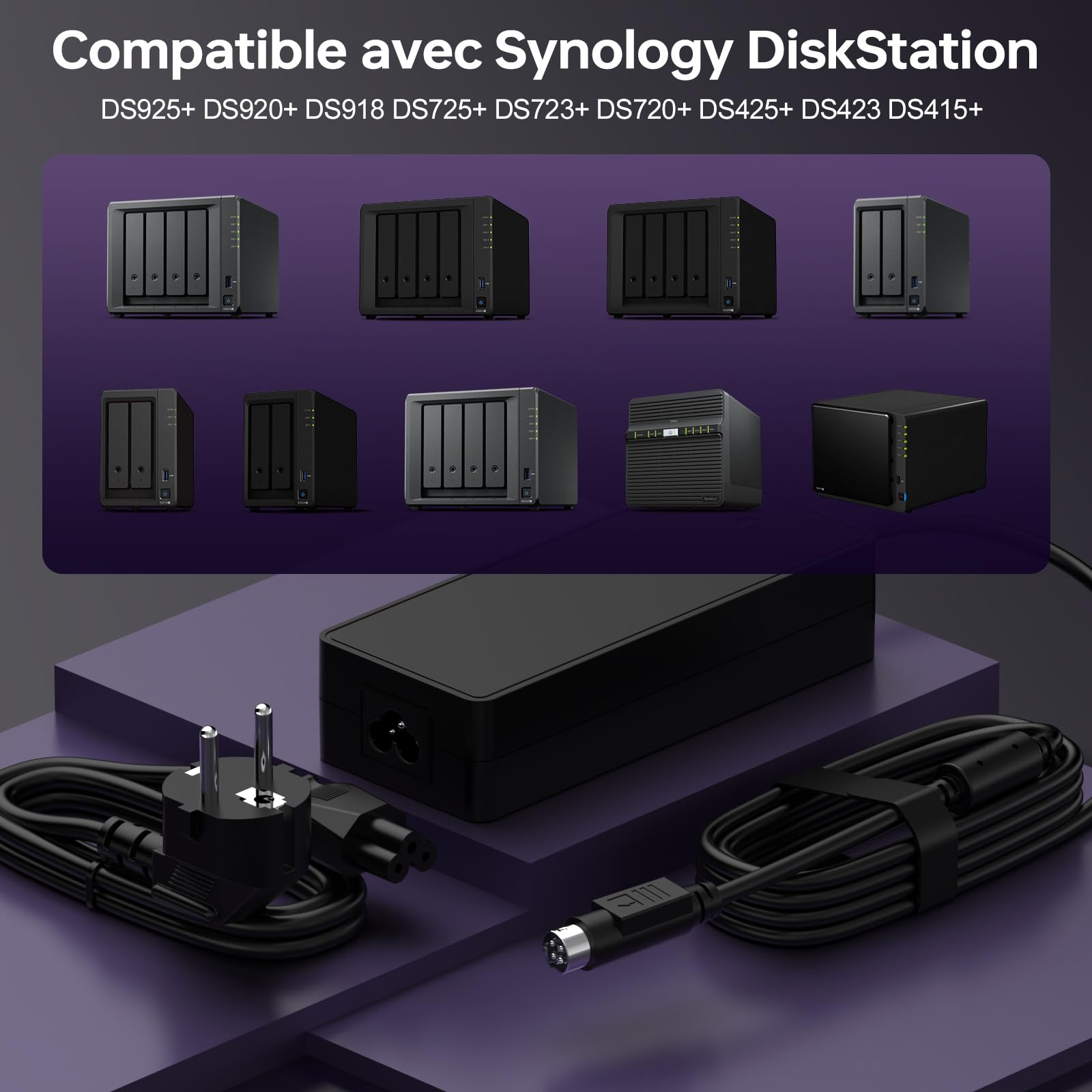 Chargeur 120W Alimentation 12V 10A AC Adaptateur pour Synology DiskStation
