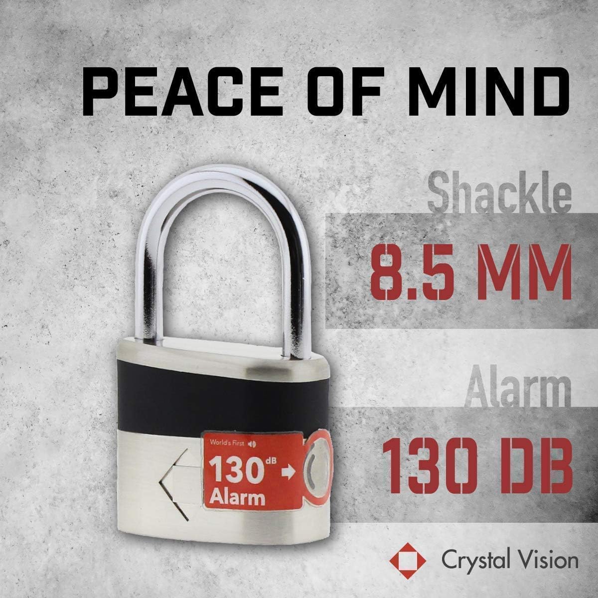 Crystal Vision Anti-Theft Loud 130db Alarm Lock Heavy Duty Multi Purpose Combo (10mm & 8.5mm)