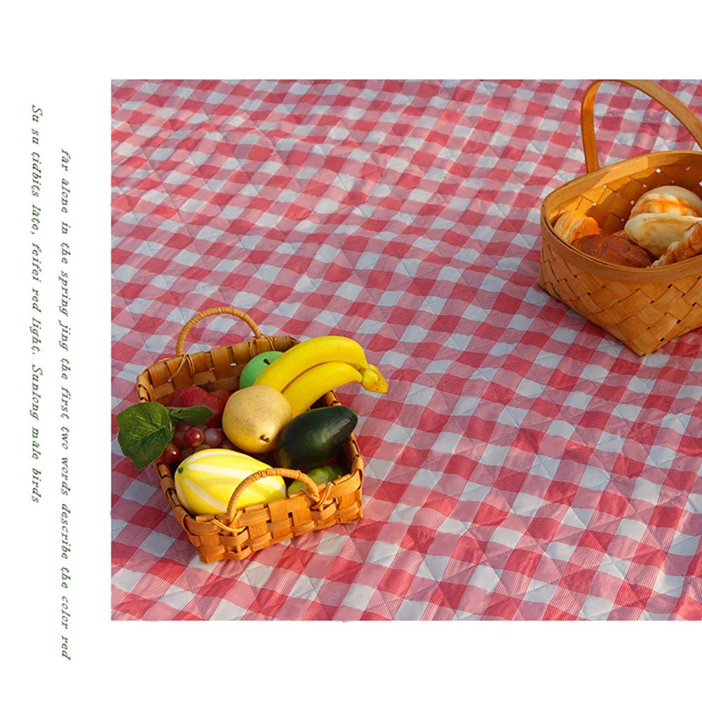 Coperta da Picnic a Scacchi Extra Grande Materassino da Campeggio Impermeabile Anti Sabbia Trapuntato Imbottito Pieghevole Portatile Tappeto Spesso con Manico per Spiaggia Viaggio Giardino (Rosso)