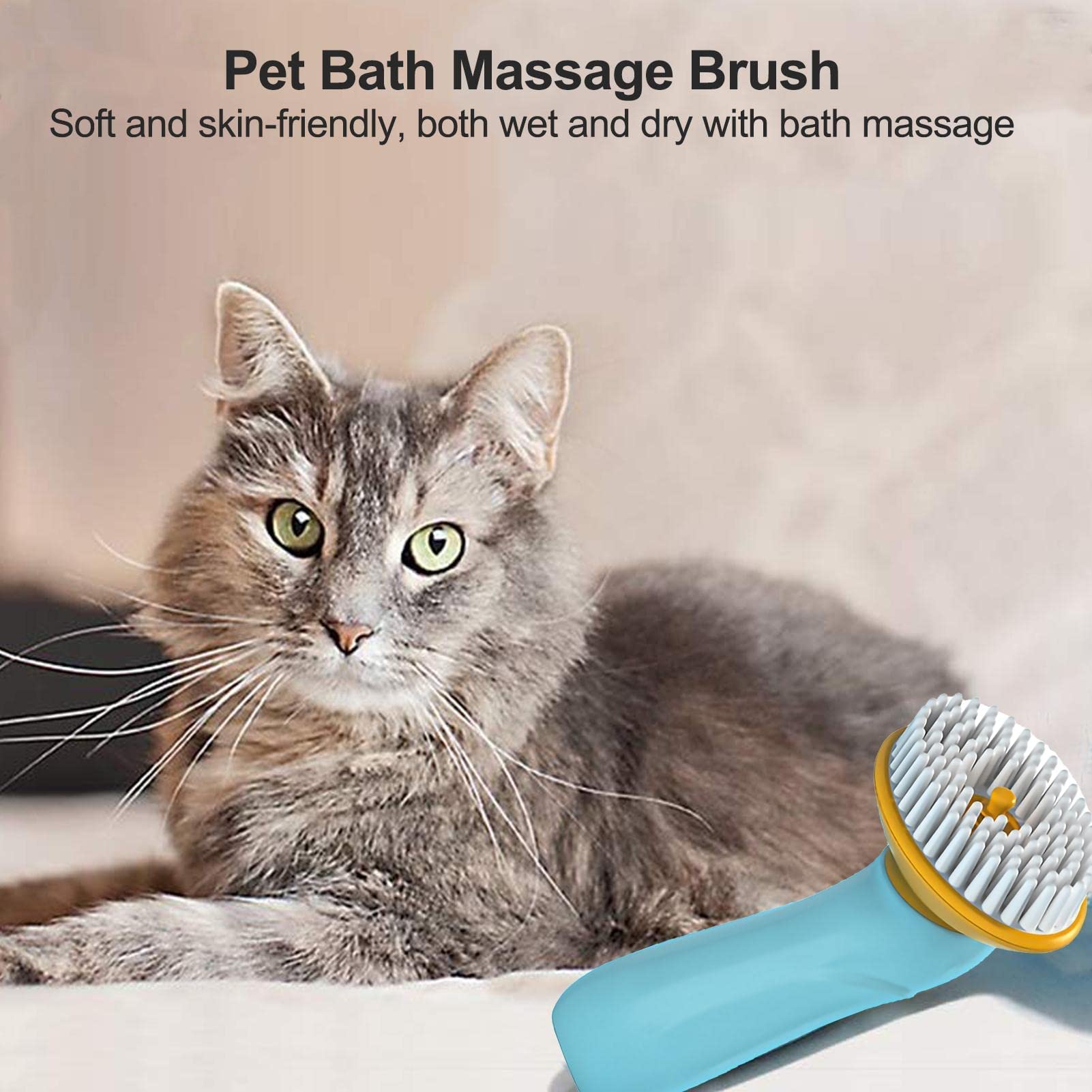 Cepillo para muda de Perros - Cepillo de Masaje de baño Suave para Perros y Gatos - Cepillos para peinar Mascotas Elimina Suavemente los pelos Sueltos liujiapeng55 (Blauw)