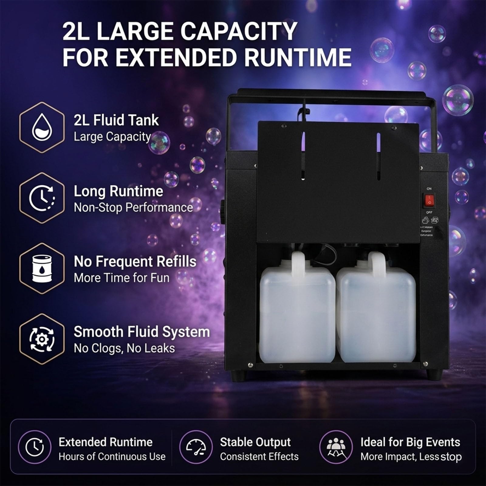 Máquina para Burbujas y Humo Profesional 1500W Impermeable IP25, Generador Efecto Nube con Luz LED y DMX para Escenario DJ Boda Fiesta Discoteca Evento