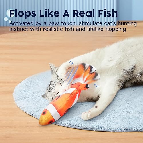 Miniatura 8 de Potaroma Juguete de pez floppy para gatos, juguete interactivo de peces flotantes, enriquecimiento de hierba gatera y enredadera, juguetes de
