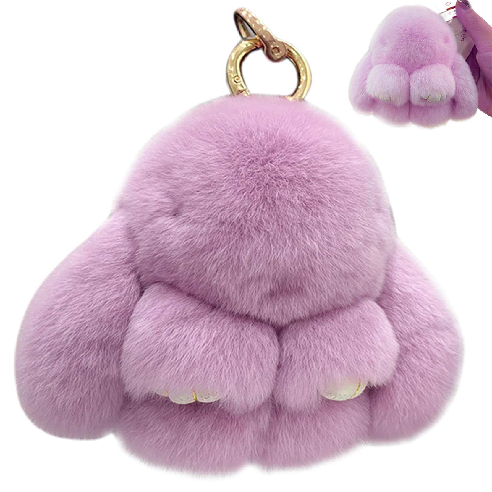 Wedhapy Style 2 Bunny Keychain 3.54In Bunny Keychain Plush Furry Rabbit Keychain Artificial Hanging Plush Keychain Decorative Fluffy Keychain For Car Key, Hand Bag