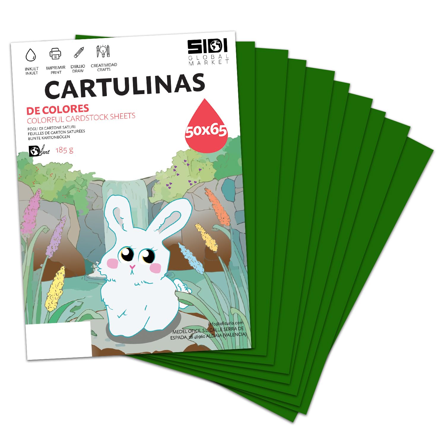 Cartulina A3 Fluor 185 g Cartulina Fluorescente de Colores Neon para Manualidades, Scrapbooking, Impresora Inkjet y Láser, Pack Variado Alta Visibilidad – SIDI (fluor, 25h) — view 51