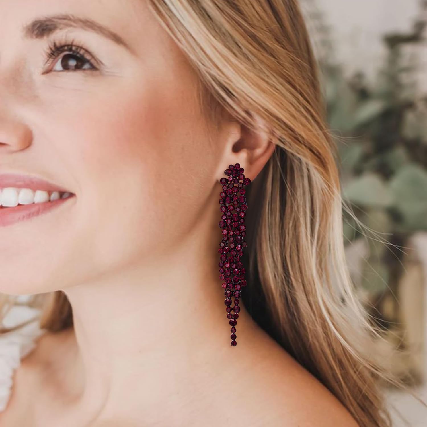 EVER FAITH Wedding Rhinestone Crystal Art Deco Statement Earring, Banquet Prom Long Chandelier Dangle Earrings for Women Bride - Image 4