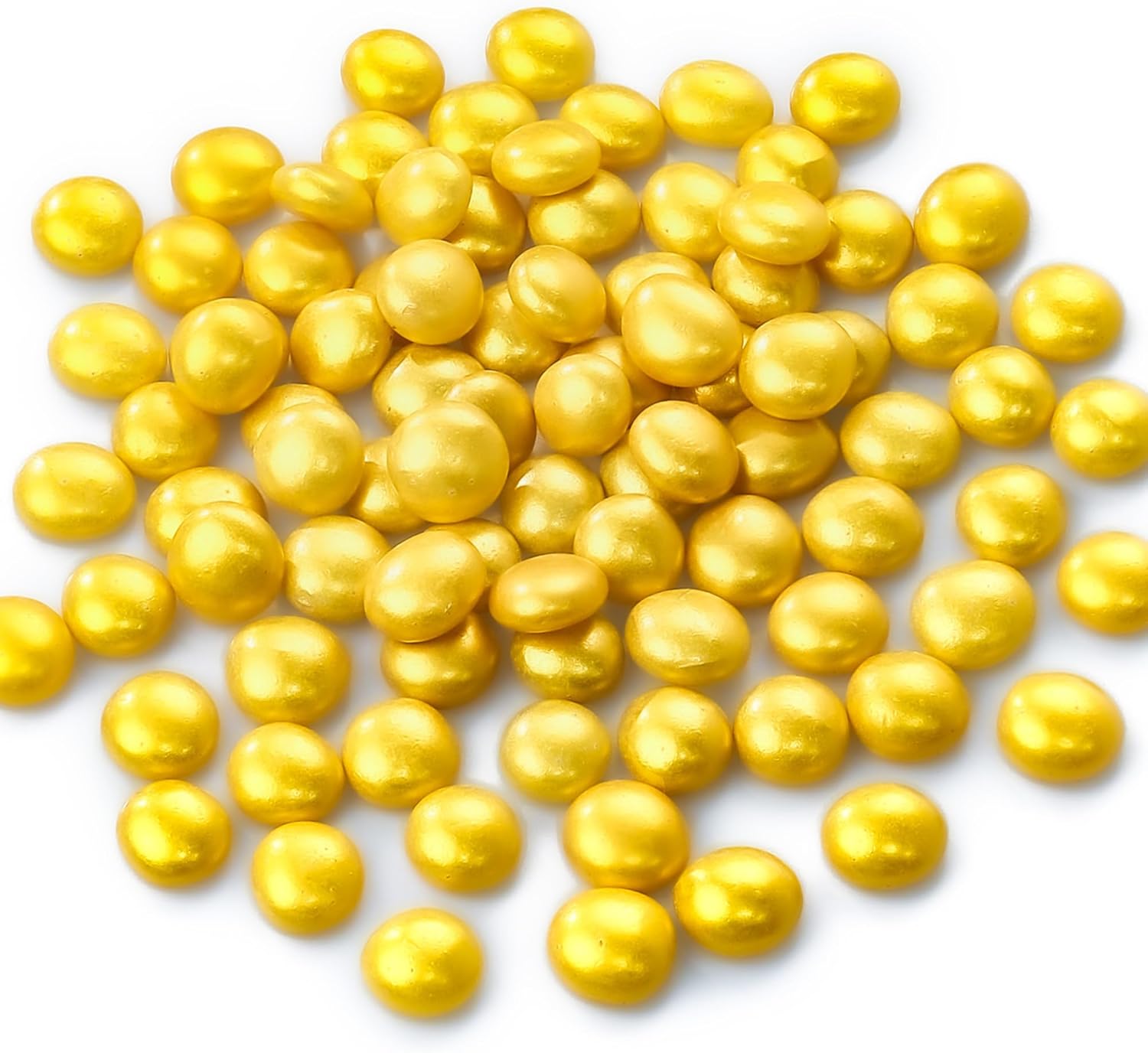 CYS EXCEL Gold Glass Gemstone Beads Vase Fillers (6 LBS) Flat Marble Beads Multiple Color Choices Aquarium Decor Rocks Floral Stones Decorative Mosaic Glass Gem Pebbles