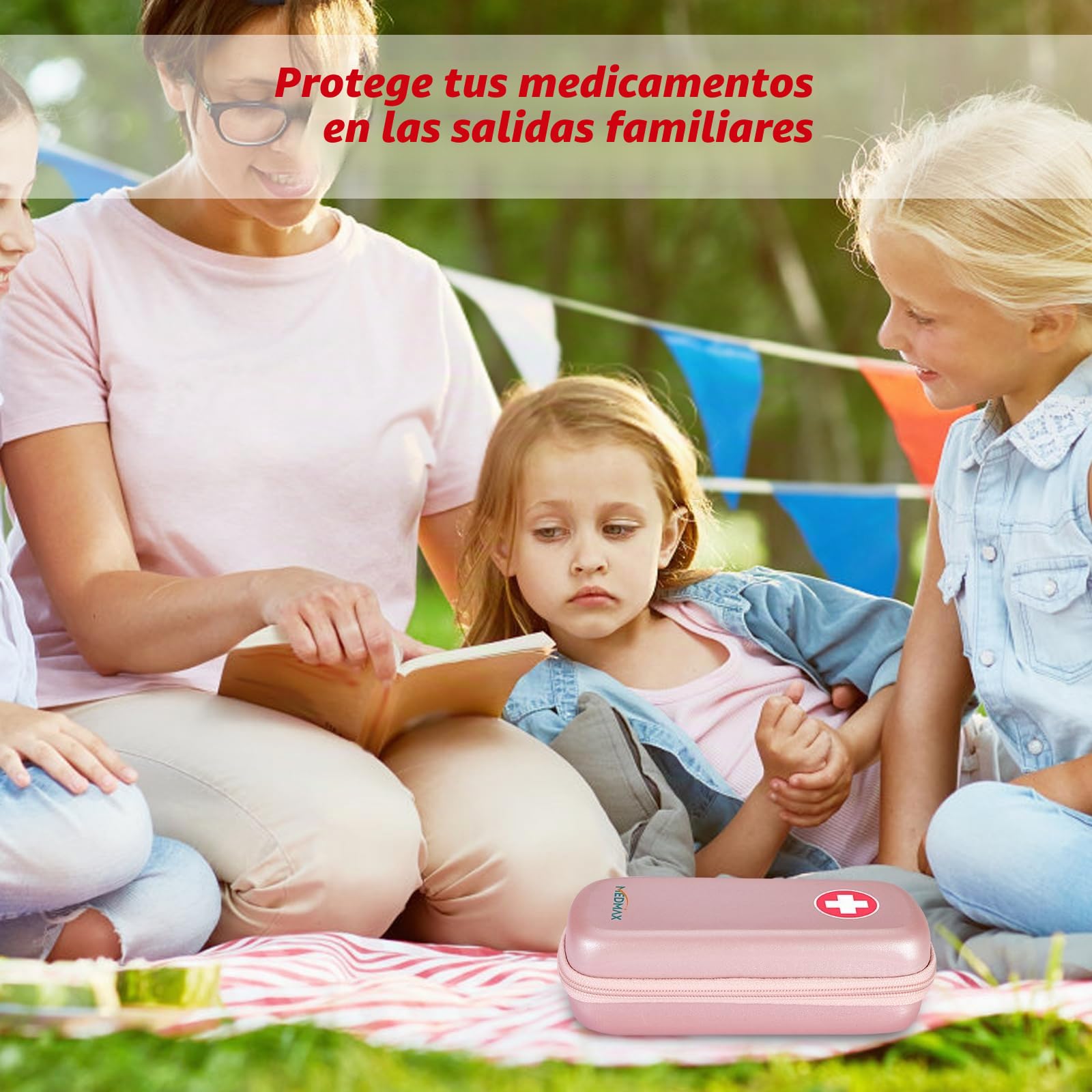 MEDMAX EpiPen Bolsa de Viaje, Rígido Concha Dura Estuche, Portátil Medicamentos Organizador para 2 EpiPens, Asthma Inhaler, Anti-Histamine, Auvi-Q, Allergy Medicine Essentials, (Oro rosa)
