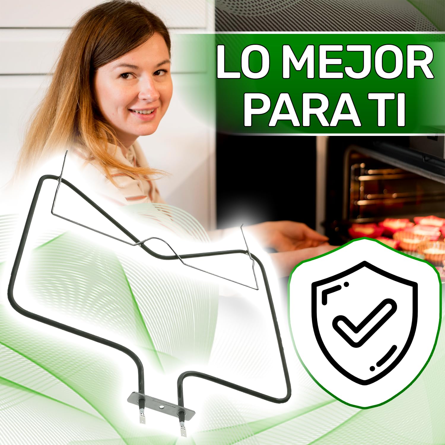 Resistencia Horno 1150W 230V 481010375734 para Whirlpool para Bauknecht C00324022 para Indesit 20.41494.000 para EGO - Elemento Calefactor - Garantía de 5 Años - ONIX TECH