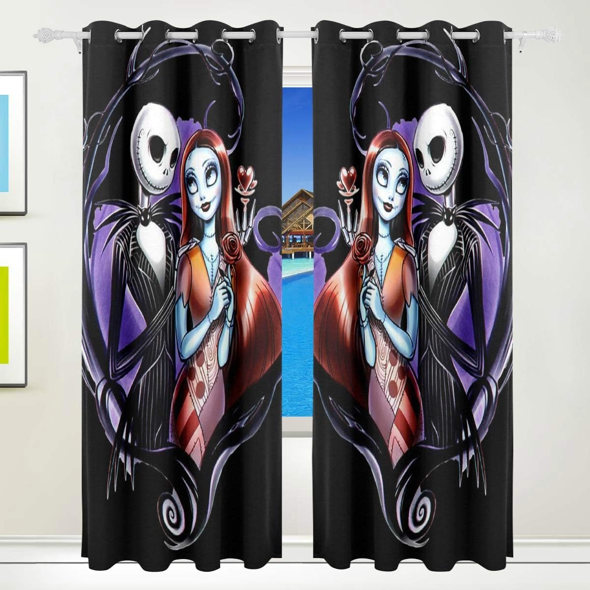 Get Discount Offer Fornate Nightmare Before Christmas Art Printed Curtains for Living Room Grommet Window Room Darkening Curtains for Bedroom 84 x 55 Inch Set of 2