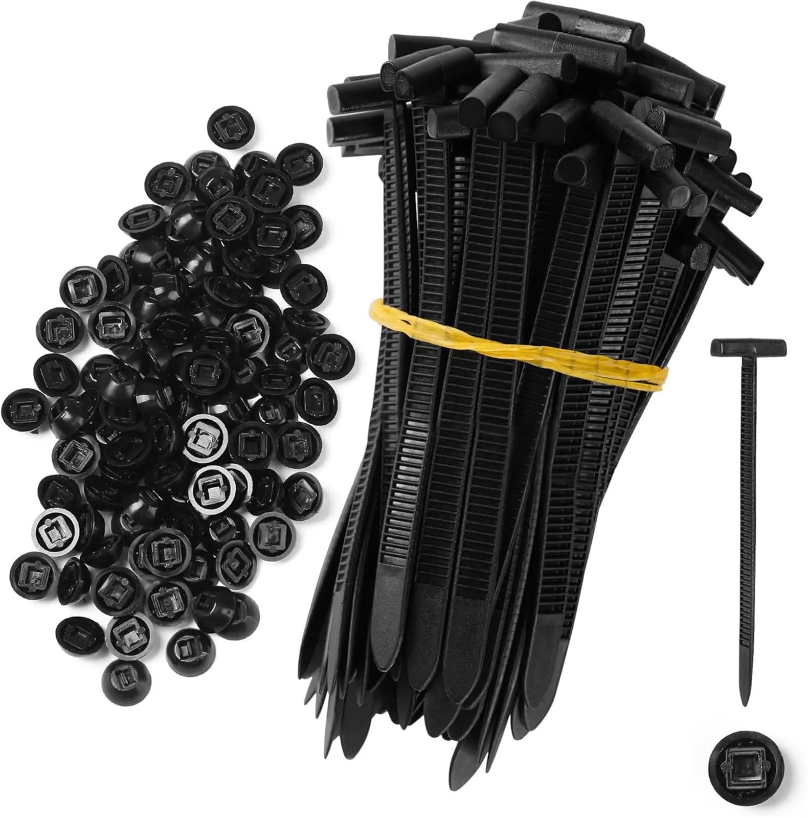 Gjgfjghk 100Set(200Pcs) Zip Ties 1000-100Set Self-Locking Nylon Universal Cable Tie Buckle Heavy Duty Zip Ties With Pin & Button Car Daily Repair Fastening Strap Long Cable Ties(100Set(200Pcs))