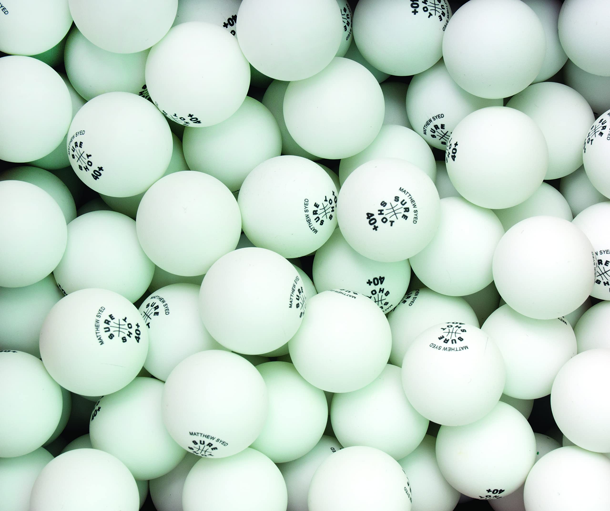 Sure Shot Matthew Syed Bulk Table Tennis Balls - box of 144,White,40mm