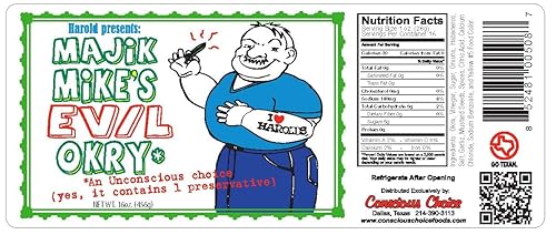 Harold's - Majik Mike's Evil Okra - Okra dulce y picante - Hecho con cebolla en escabeche y habanero - Hecho en Texas