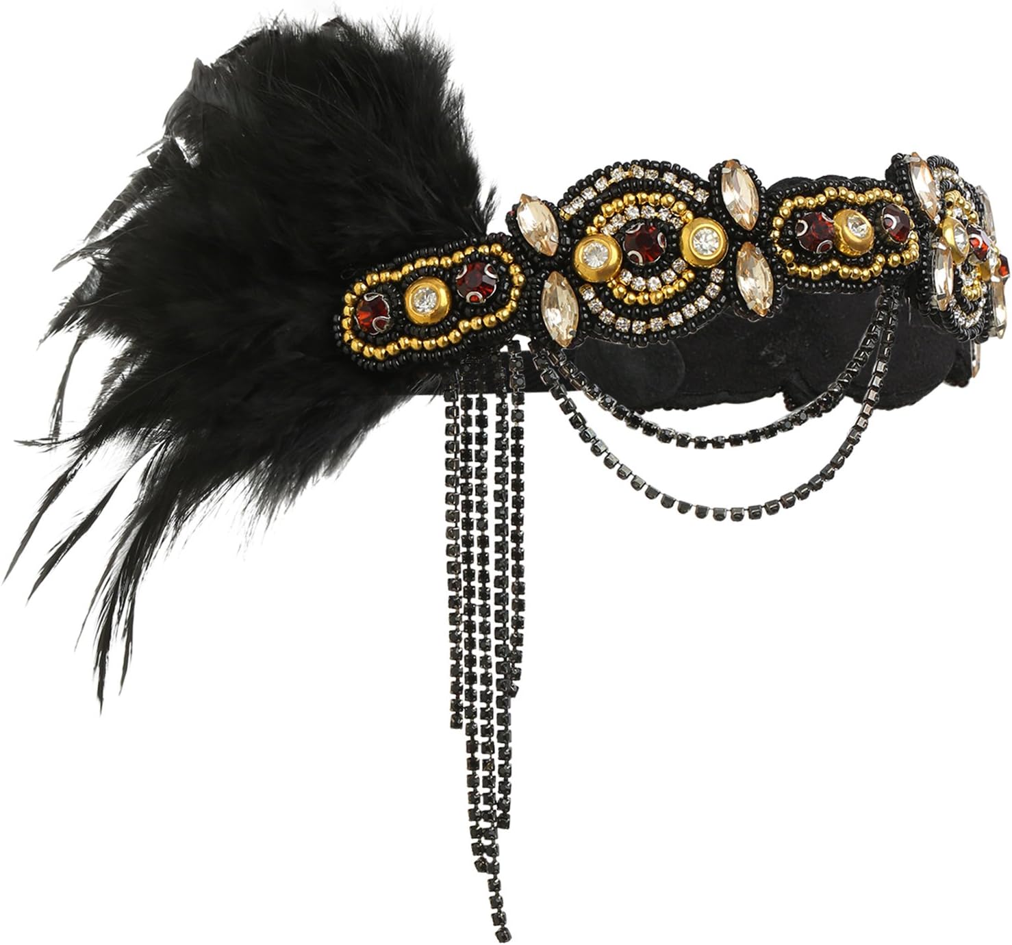 BABEYOND 1920s Flapper Accessories Gatsby Costume Accessories Set 20s Flapper Headband Pearl Necklace Gloves - Image 3