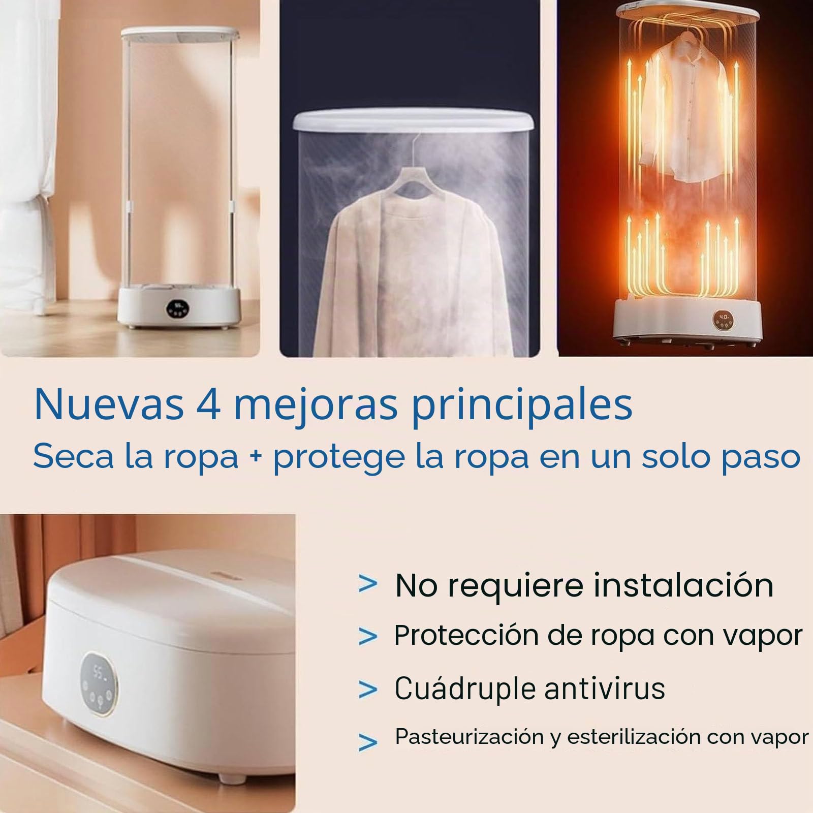 MáQuina Secadora EléCtrica, Armario De Vapor, Secadora A Vapor, Secadora De Ropa, con 3 Modos De Secado Y Temporizador Inteligente, MáQuina De Planchar Y Secado De áCaros